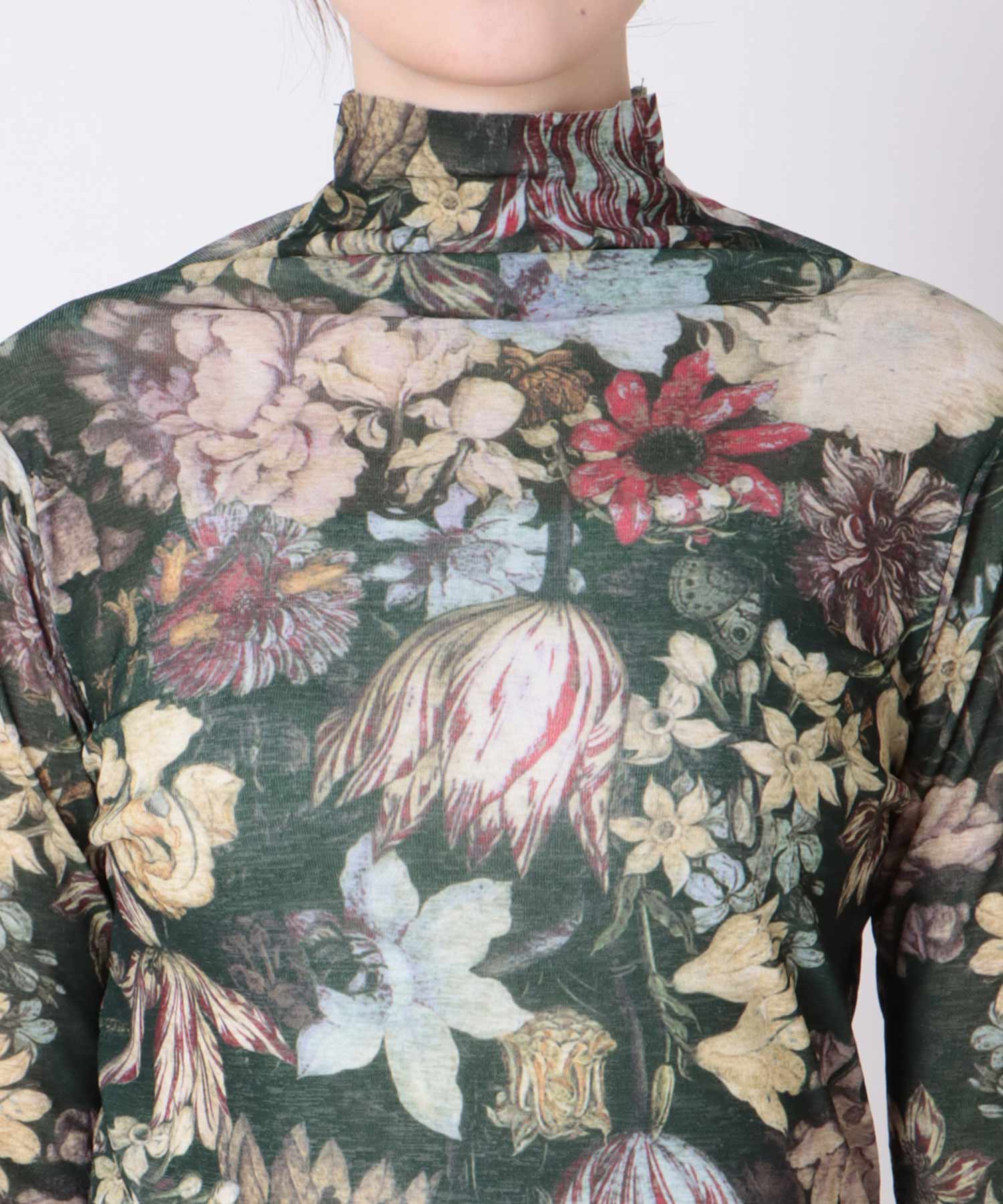 レトロフラワー柄シアープルオーバー