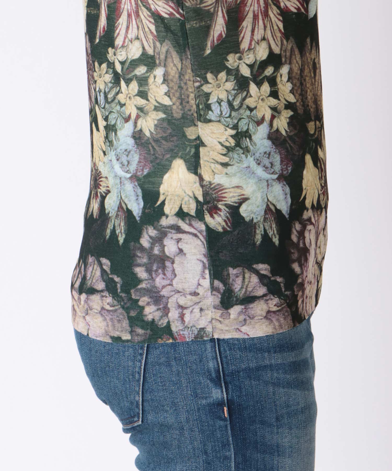 レトロフラワー柄シアープルオーバー