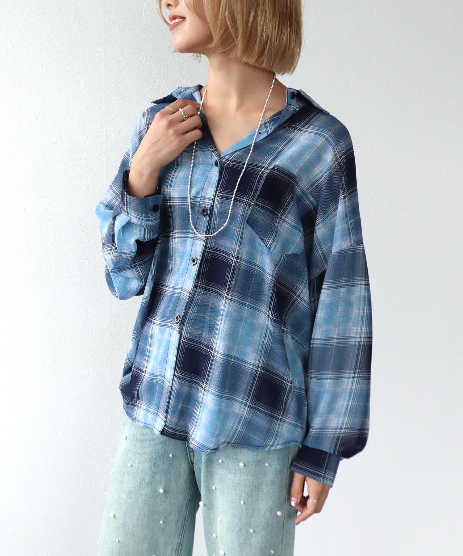 チェック柄シャツ