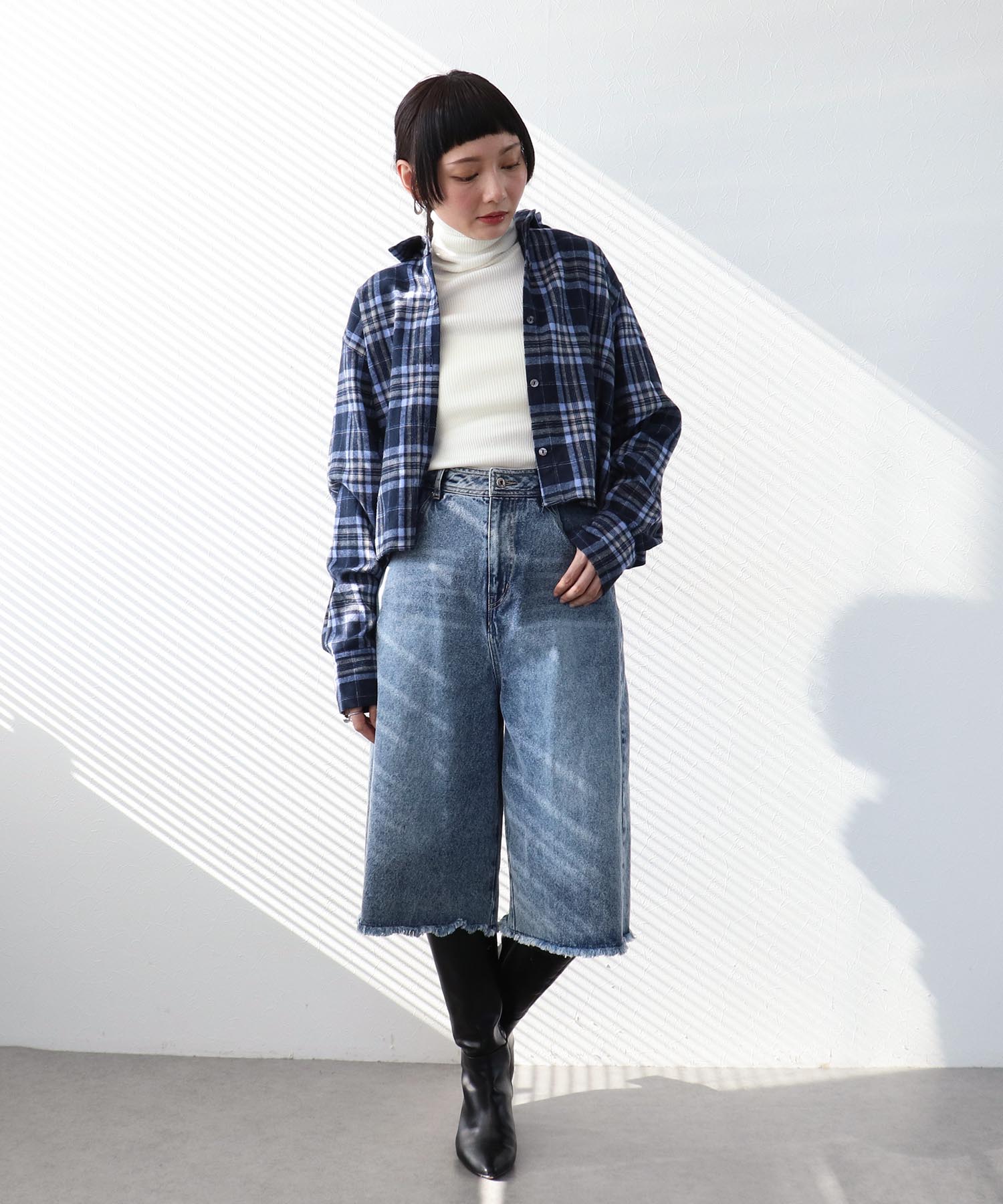 タータンチェック柄シャツ