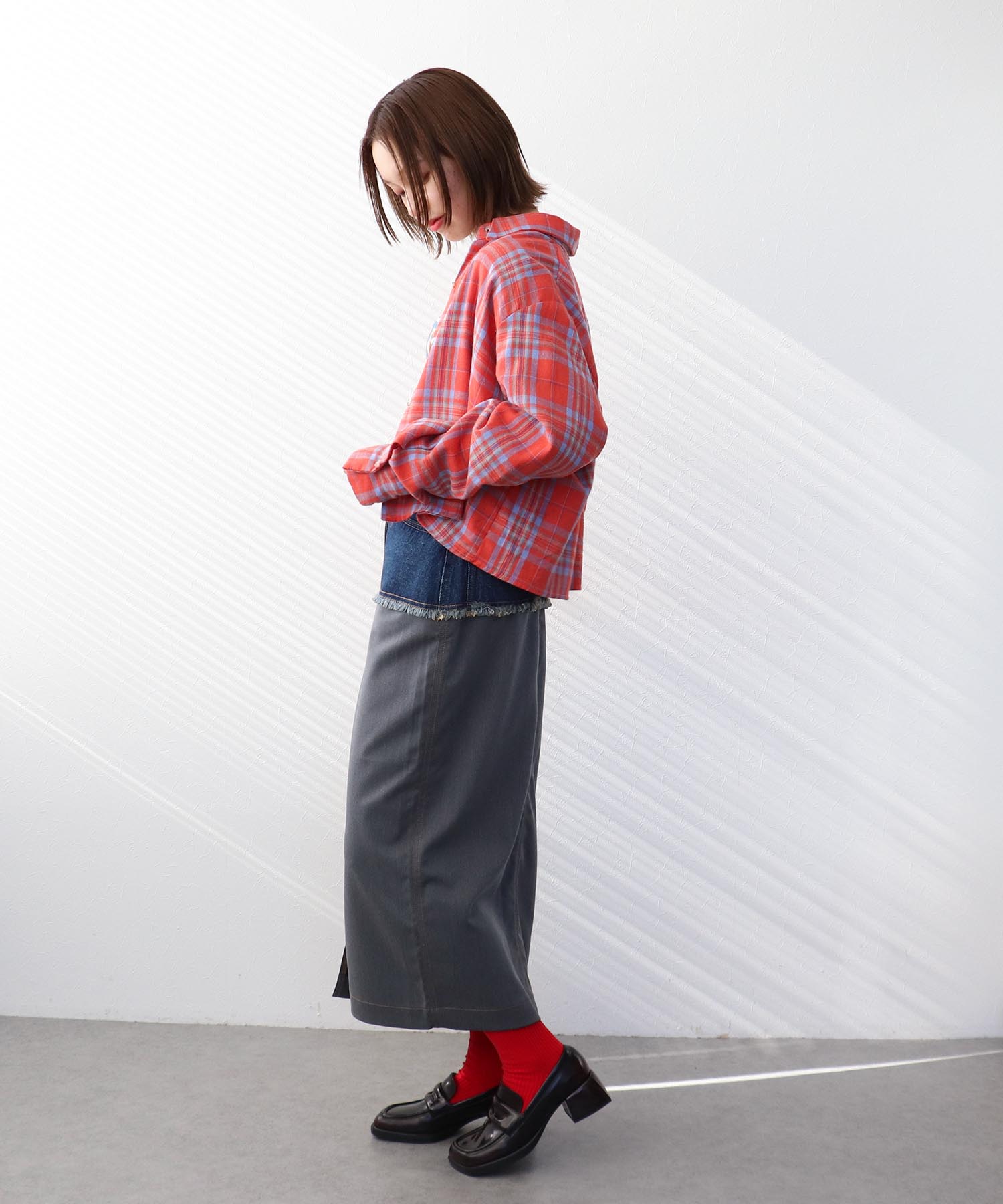 タータンチェック柄シャツ