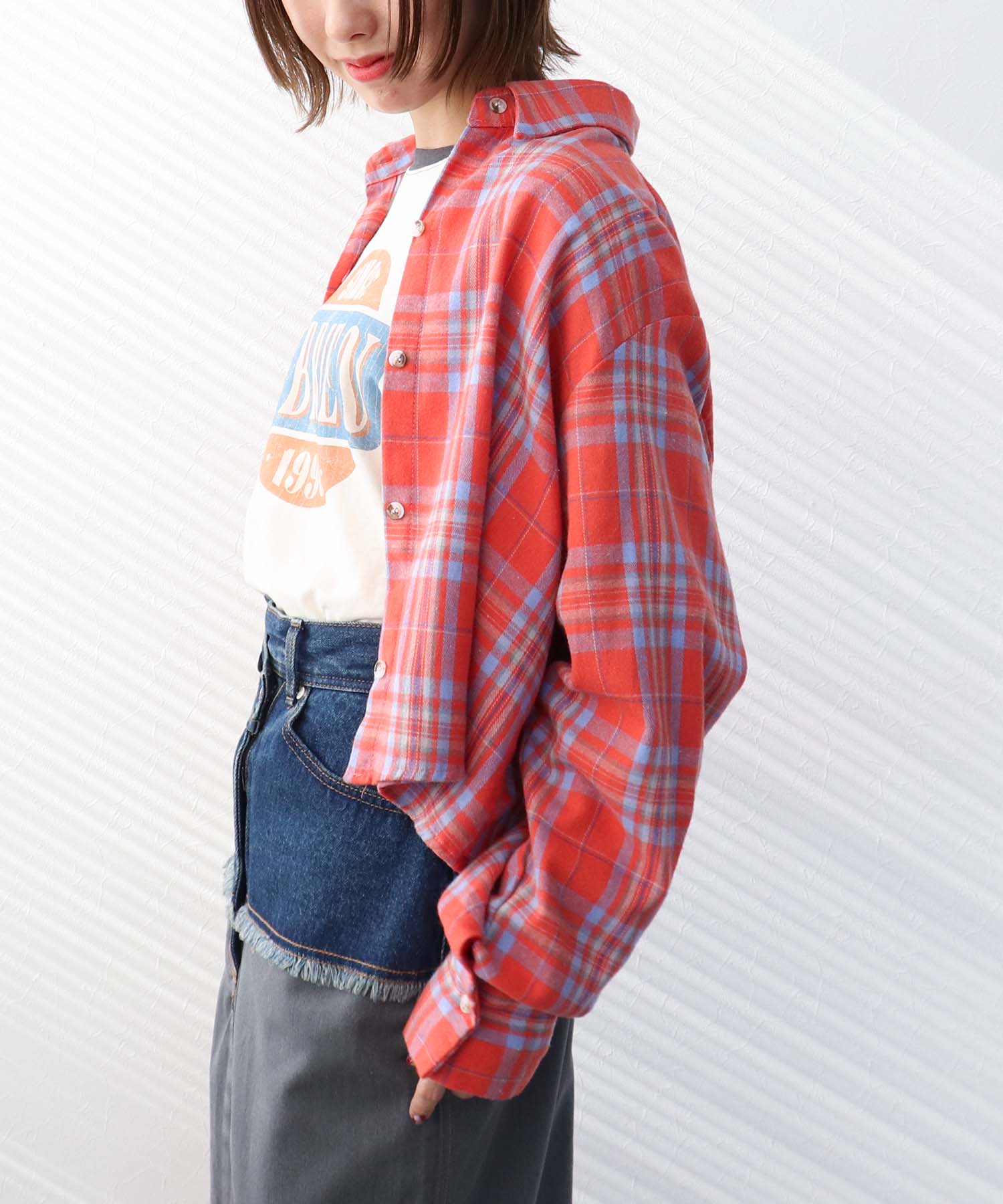 タータンチェック柄シャツ