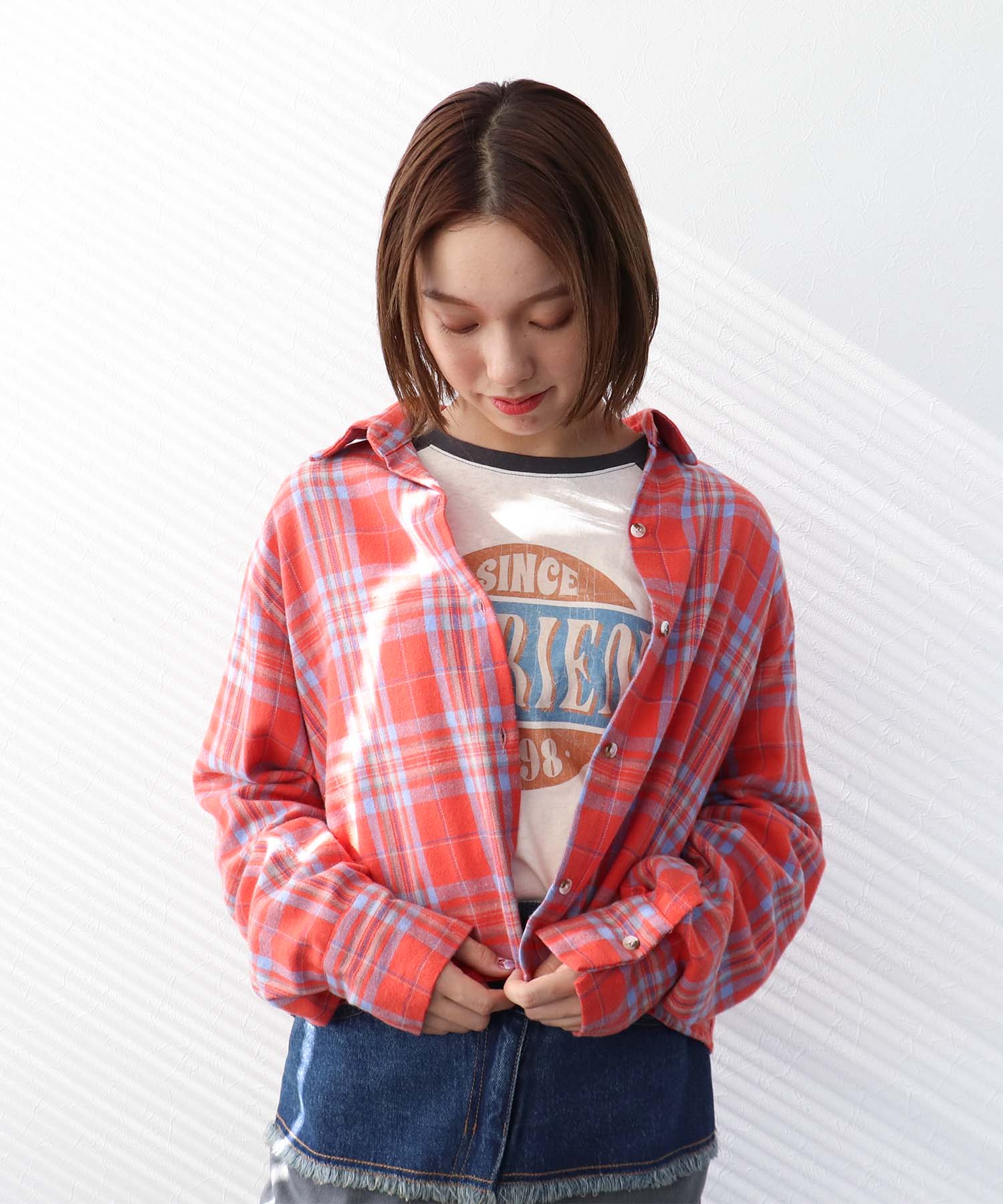 タータンチェック柄シャツ