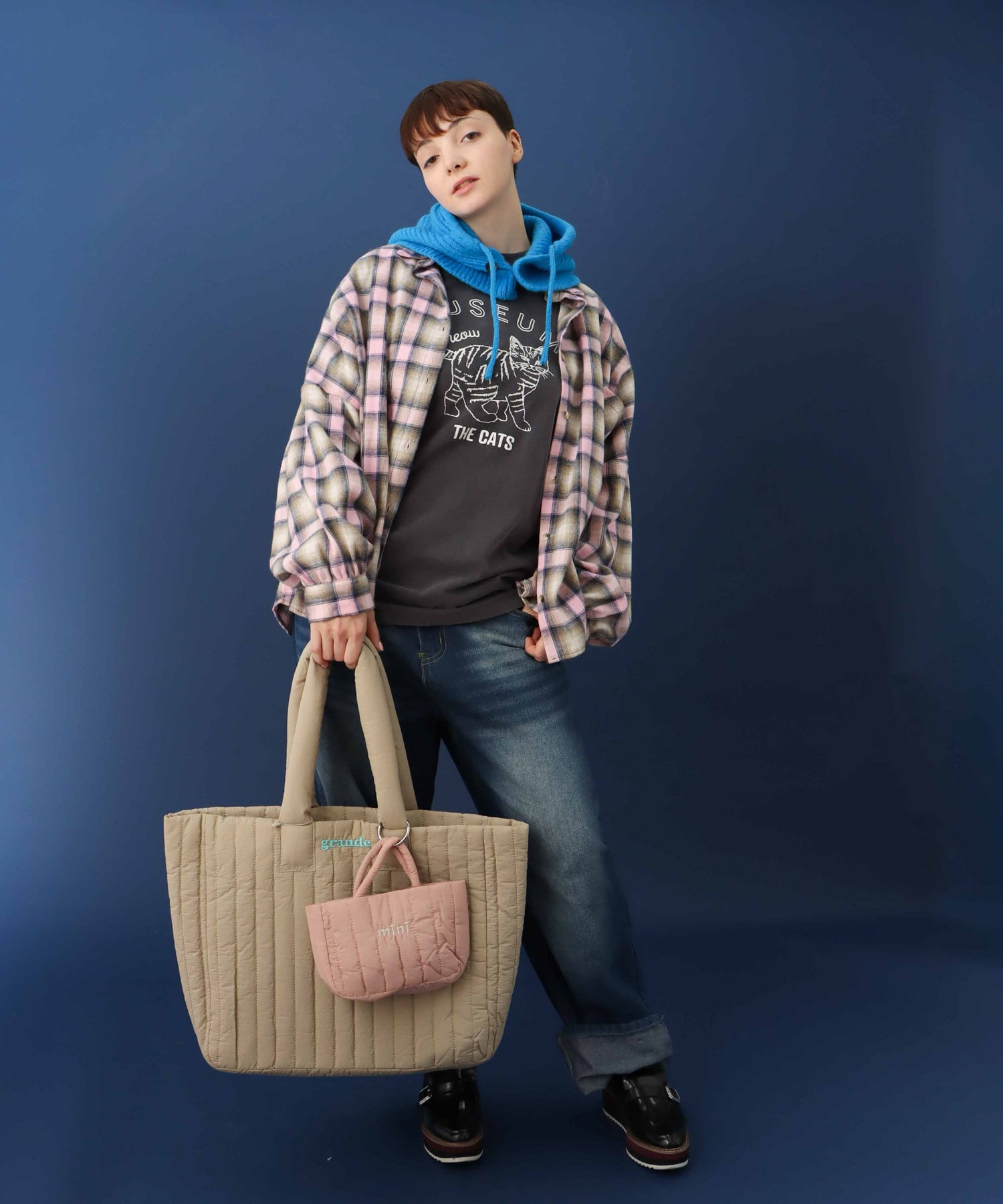 グラデチェック柄シャツ