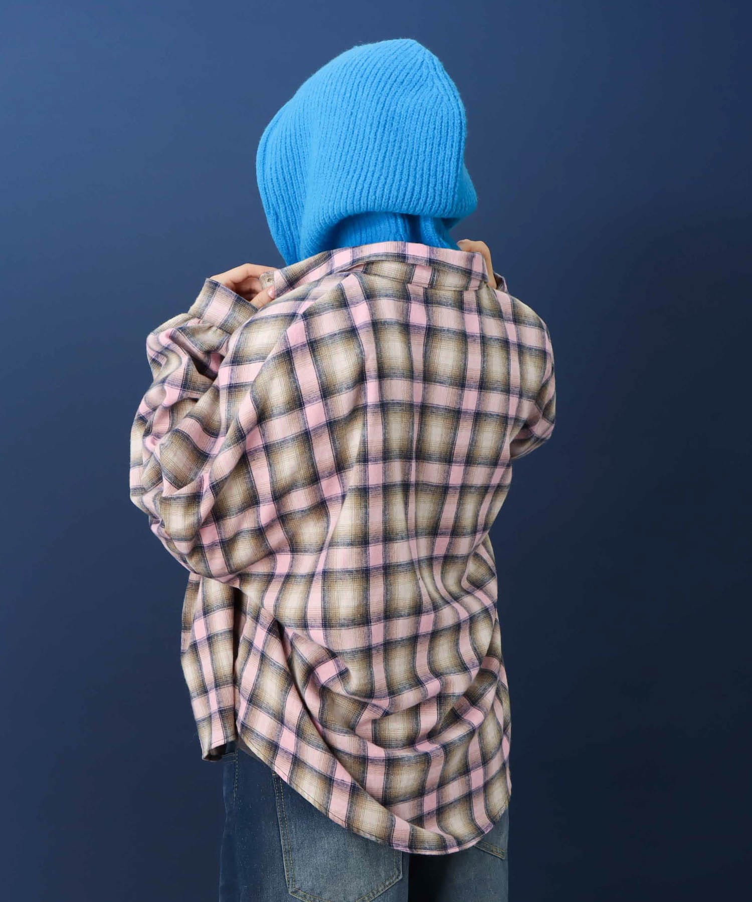 グラデチェック柄シャツ