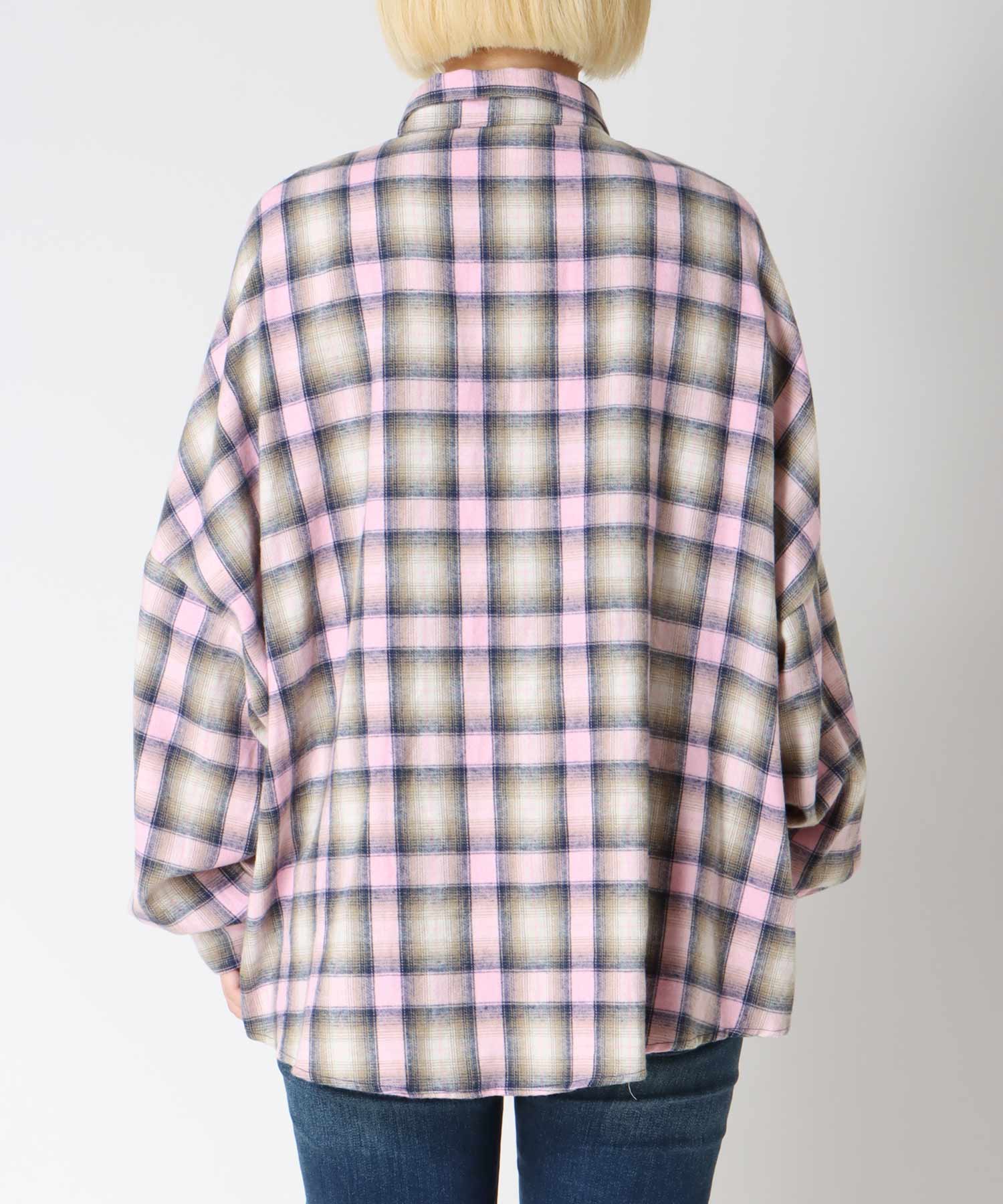 グラデチェック柄シャツ