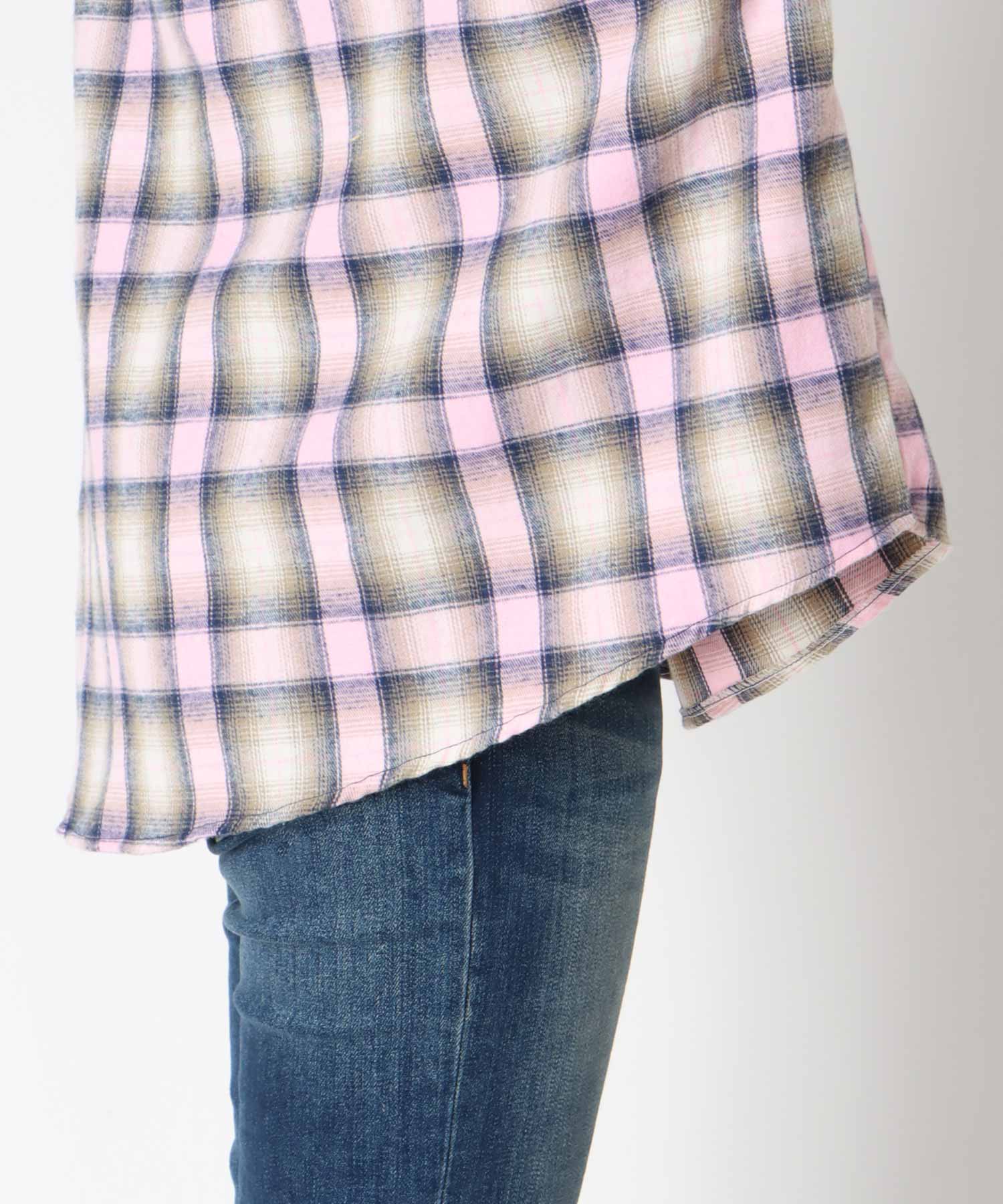 グラデチェック柄シャツ