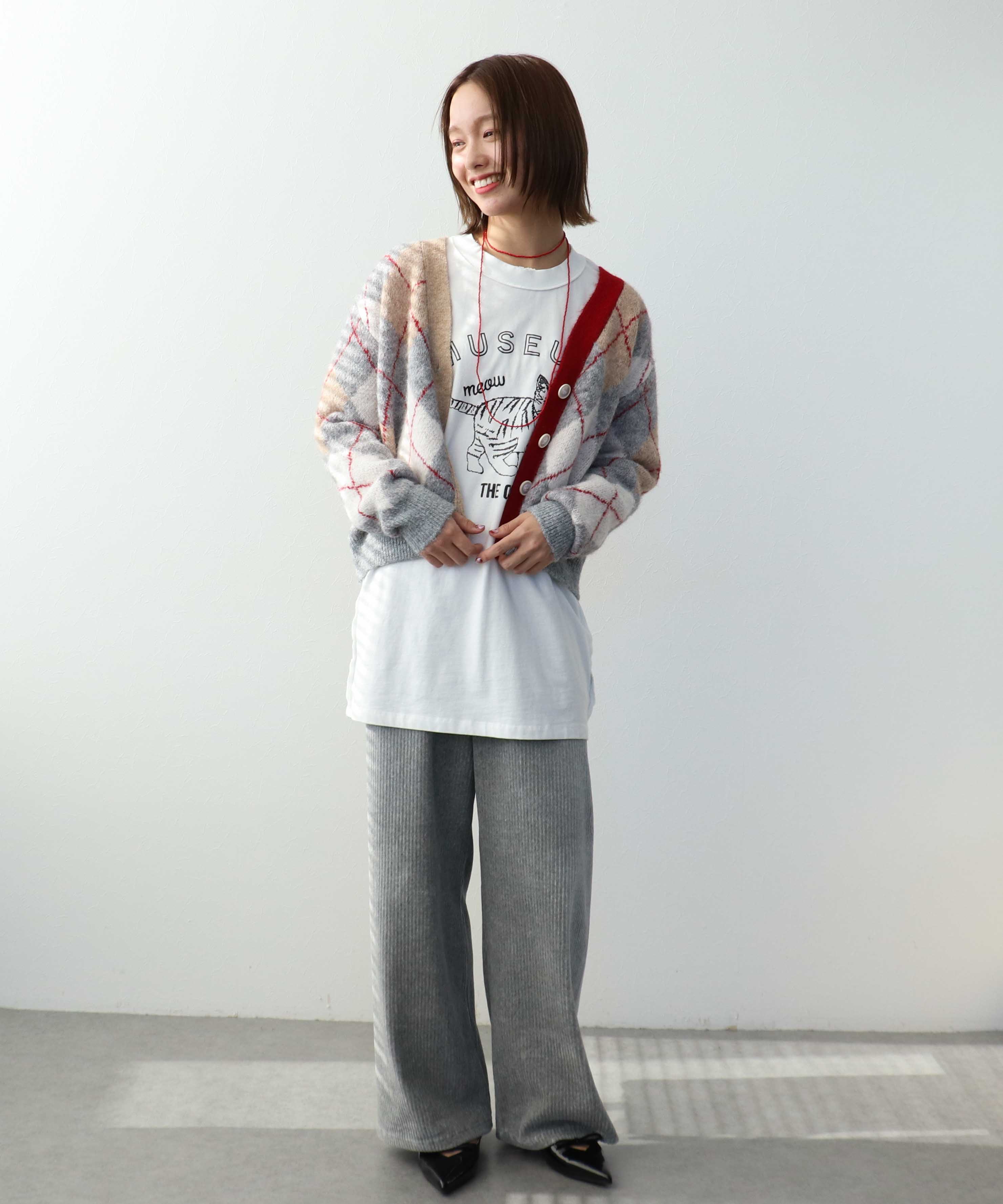 アーガイル柄カーディガン