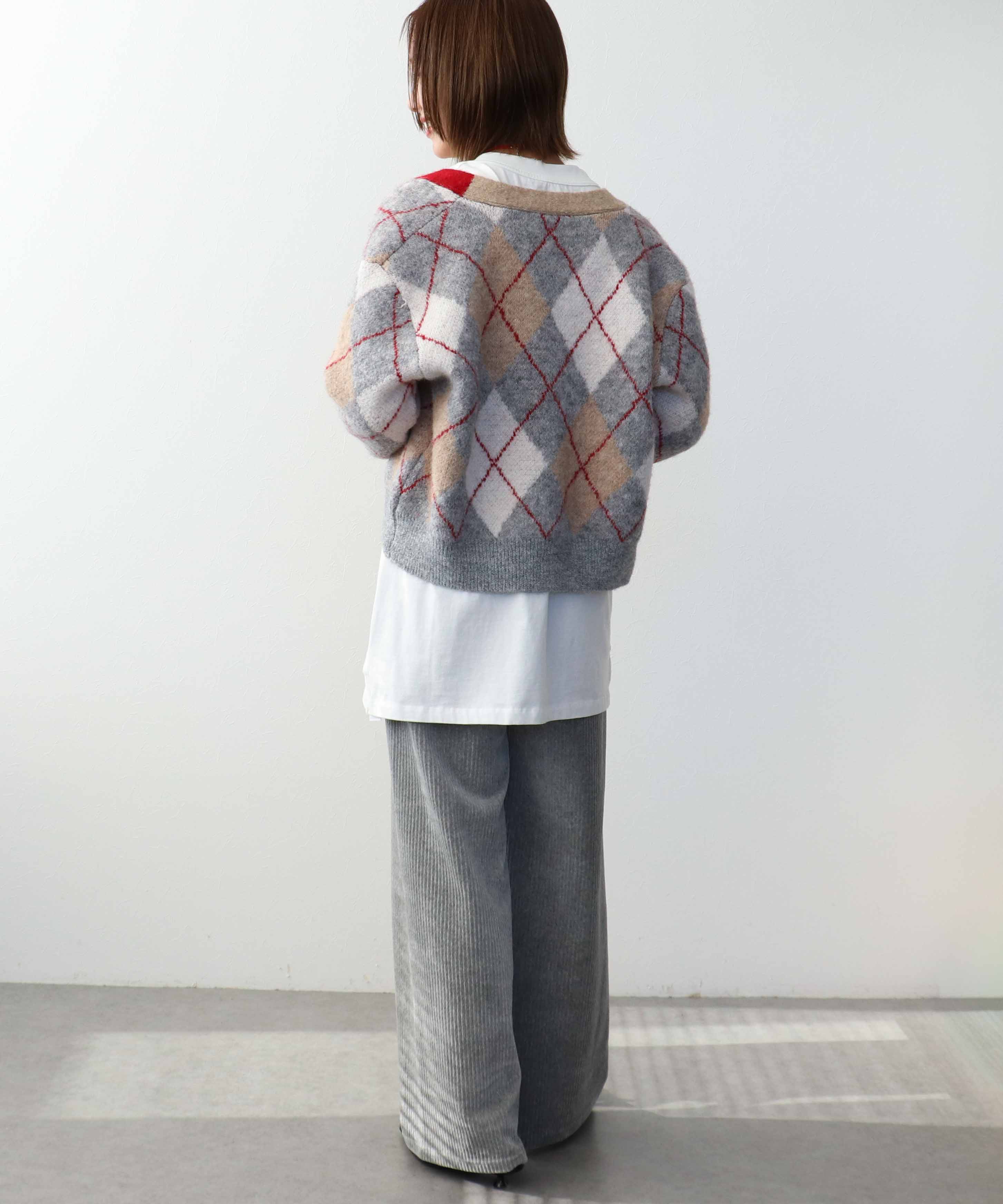 アーガイル柄カーディガン