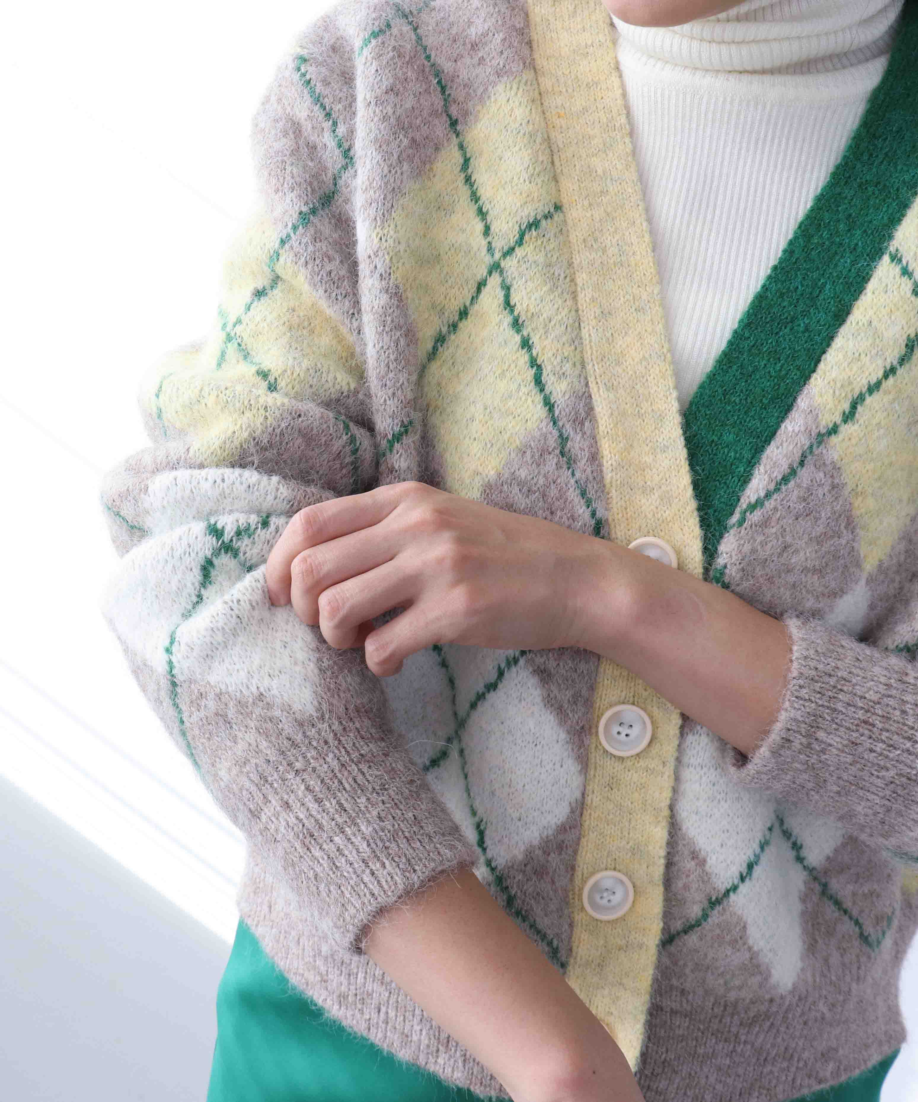 アーガイル柄カーディガン