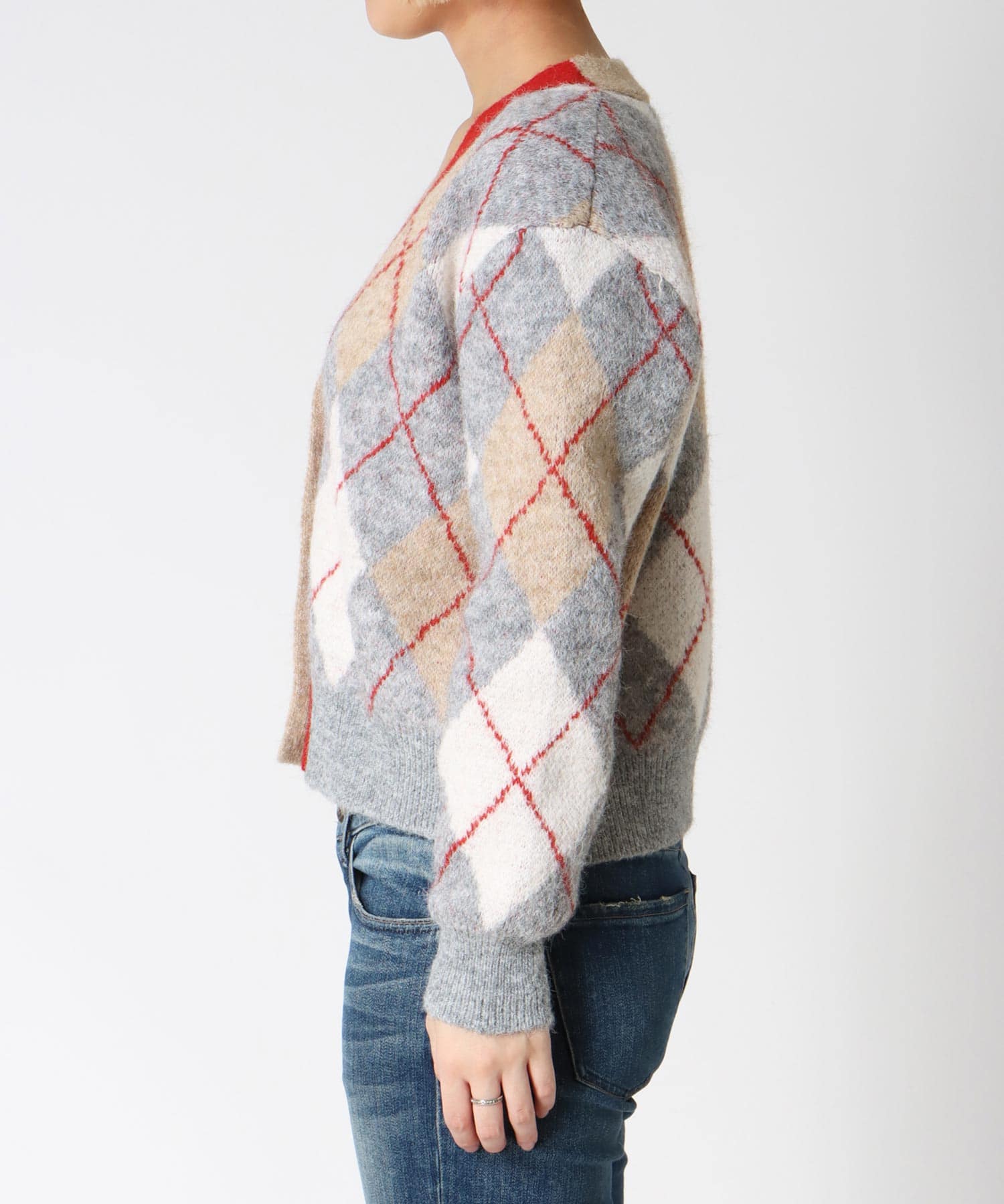 アーガイル柄カーディガン