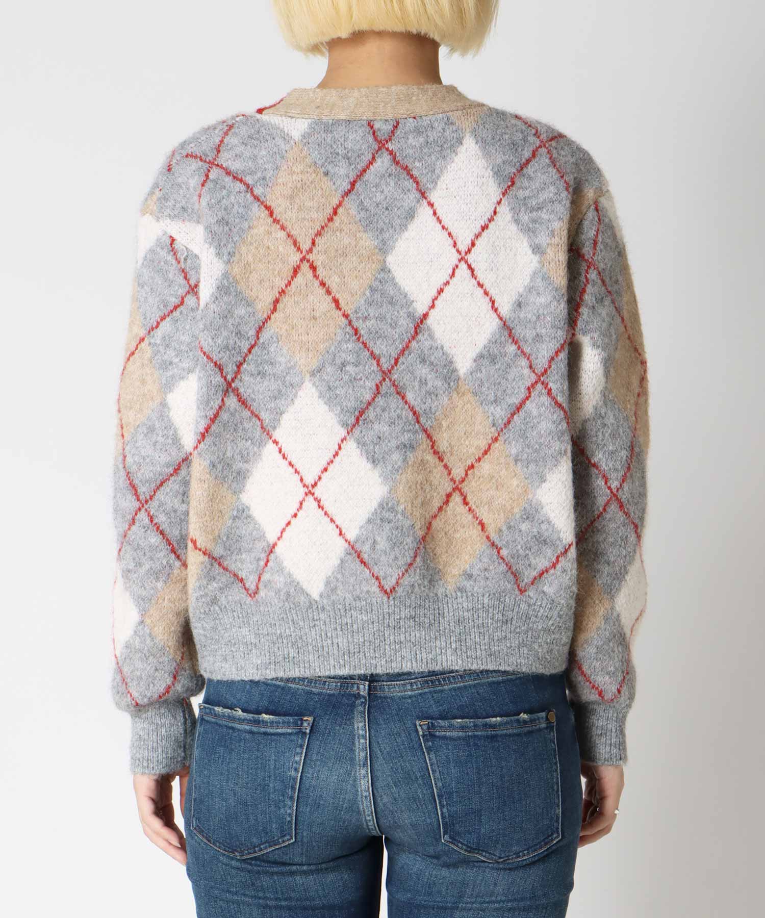 アーガイル柄カーディガン