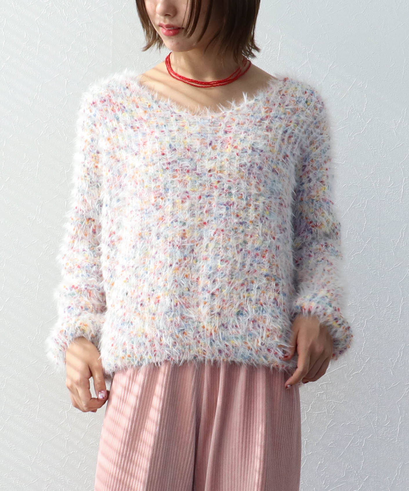 ポコポコMIXヤーンニットプルオーバー