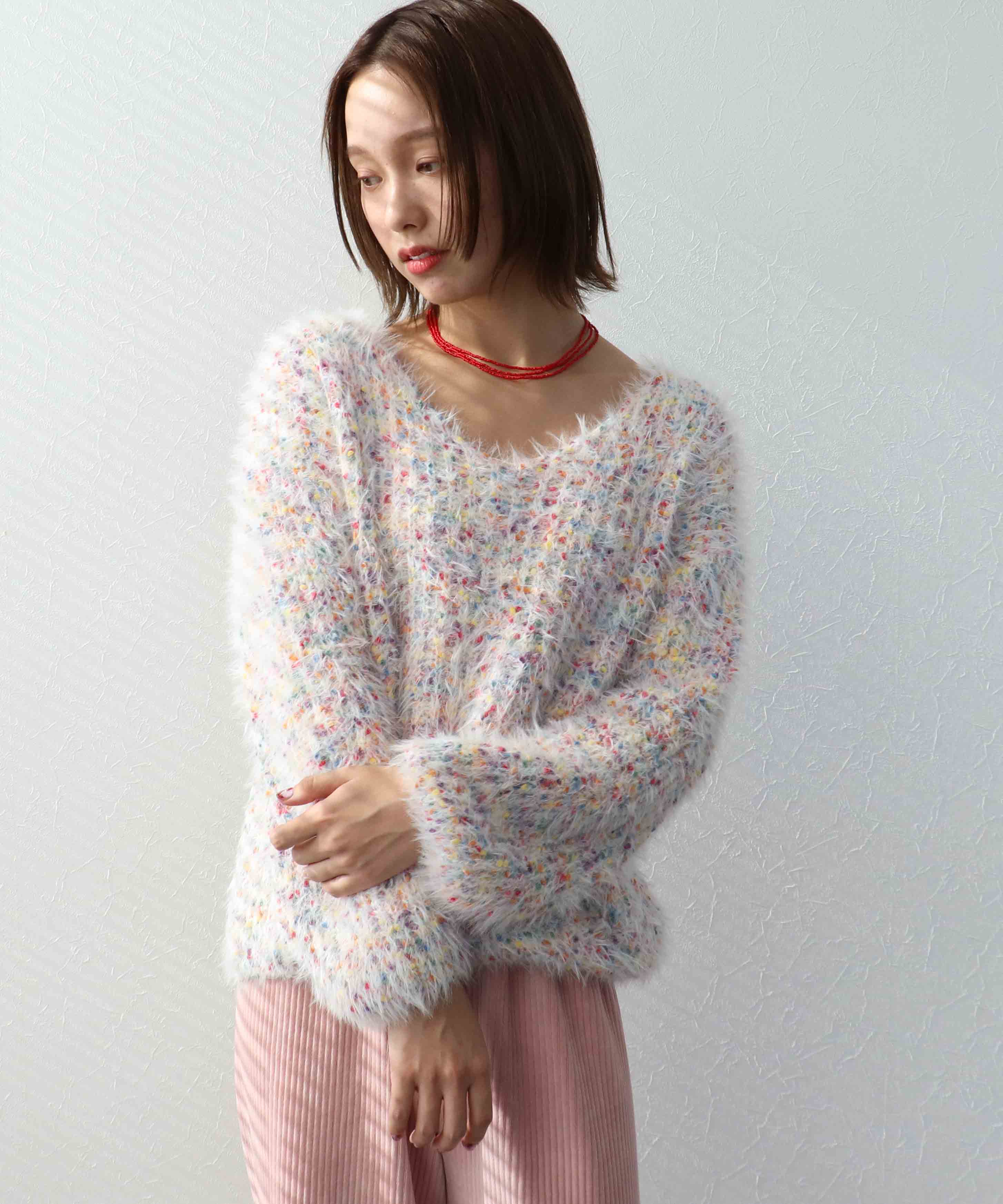ポコポコMIXヤーンニットプルオーバー