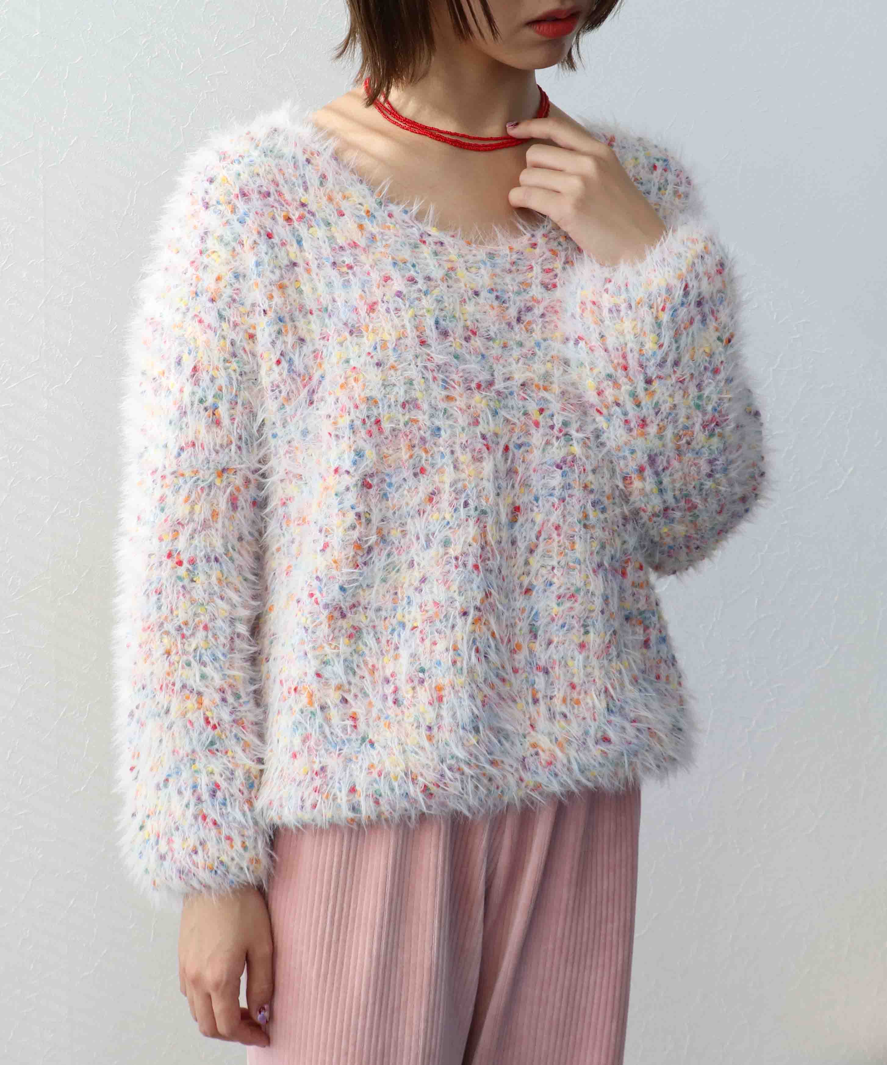 ポコポコMIXヤーンニットプルオーバー