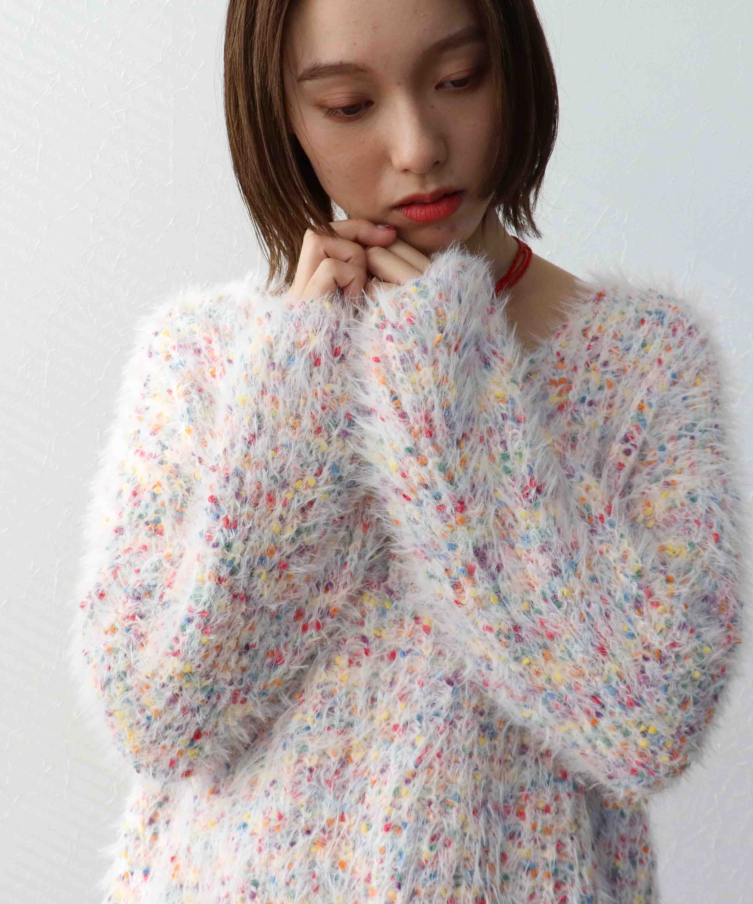 ポコポコMIXヤーンニットプルオーバー