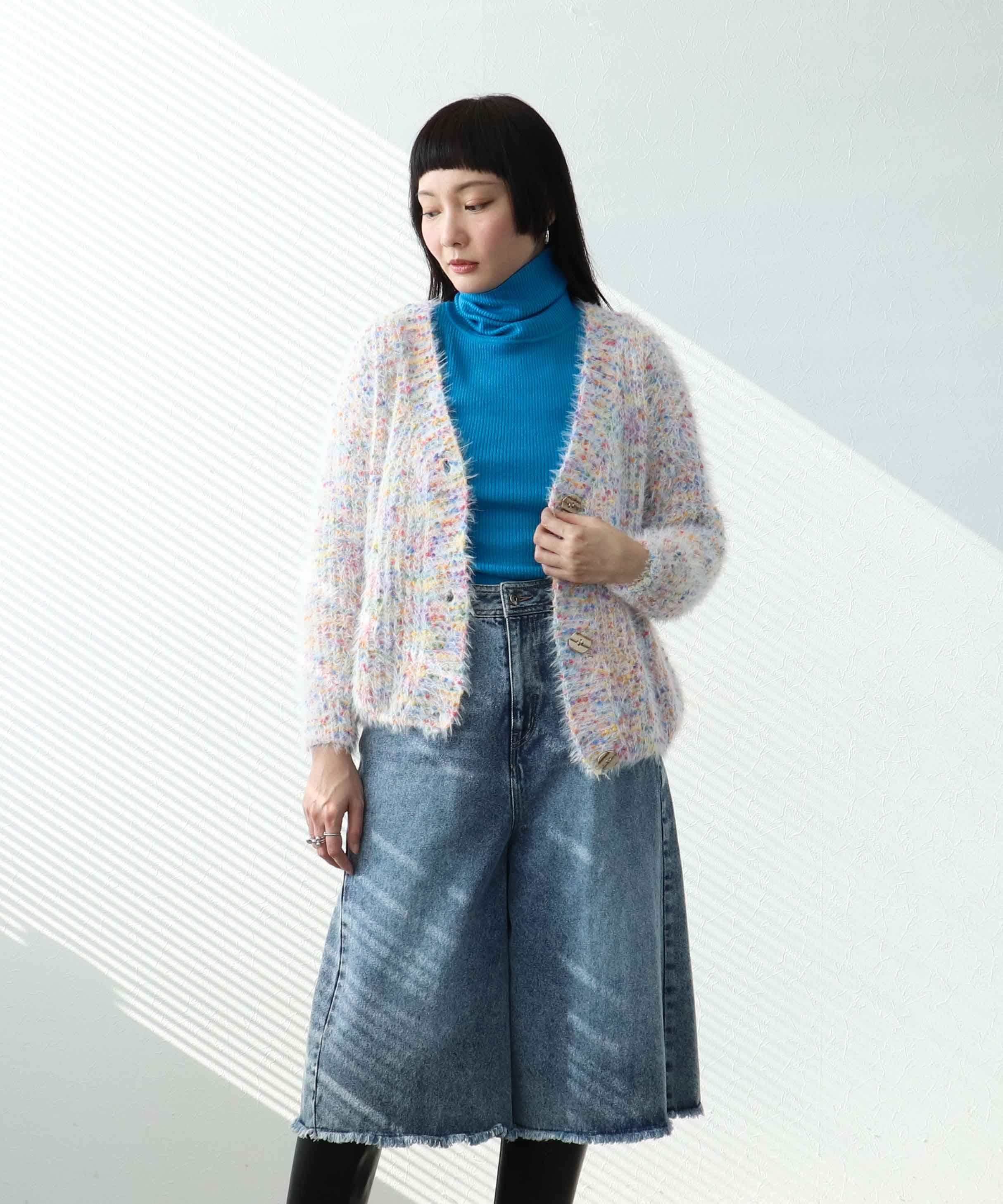 ポコポコMIXヤーンニットカーディガン