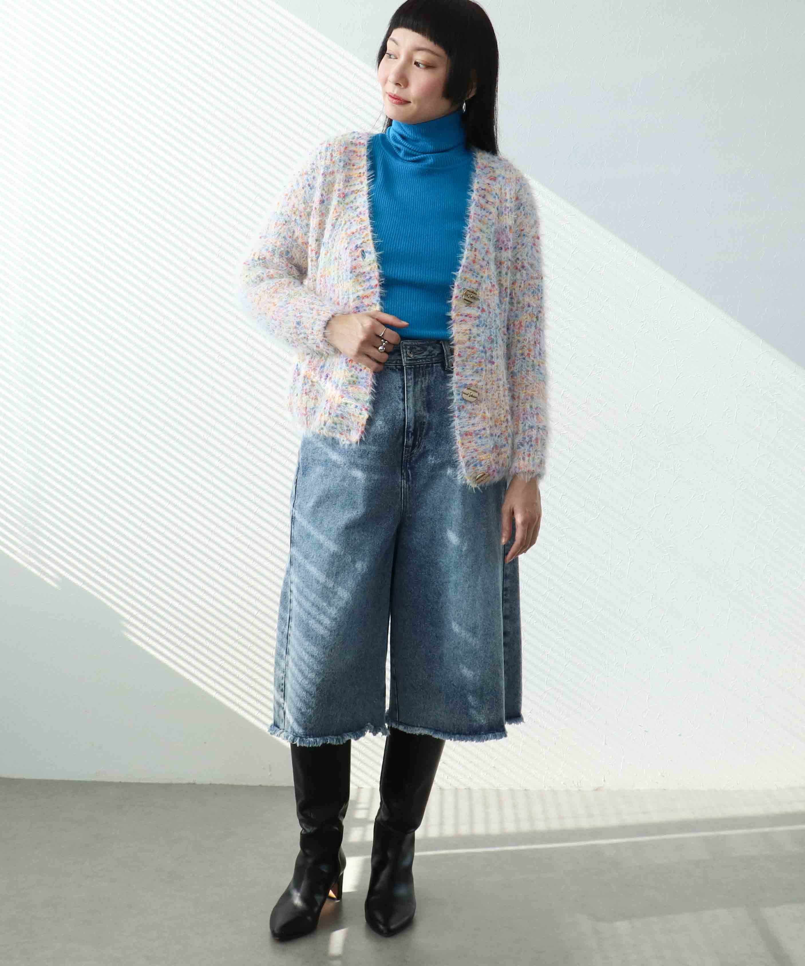 ポコポコMIXヤーンニットカーディガン