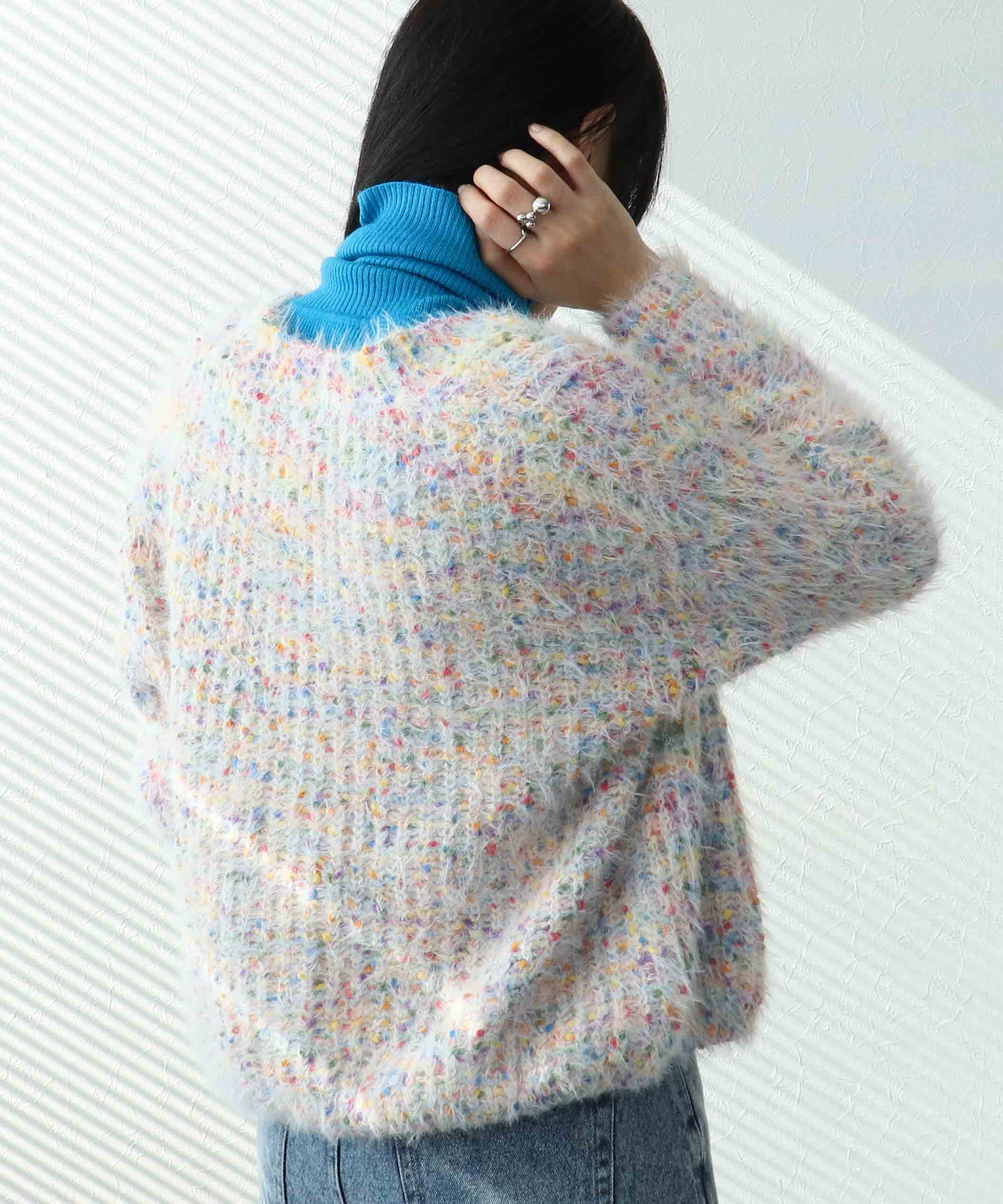 ポコポコMIXヤーンニットカーディガン