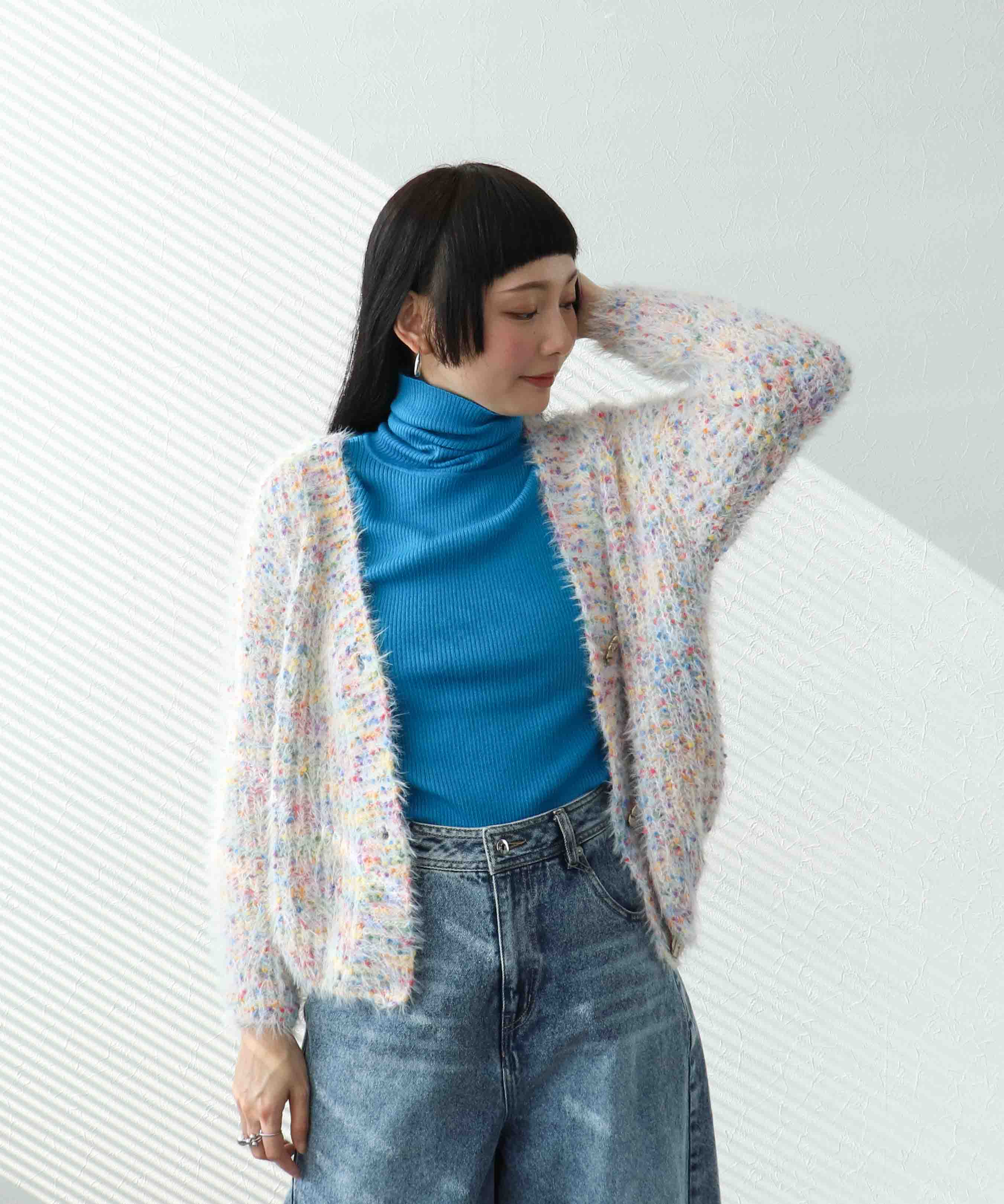 ポコポコMIXヤーンニットカーディガン