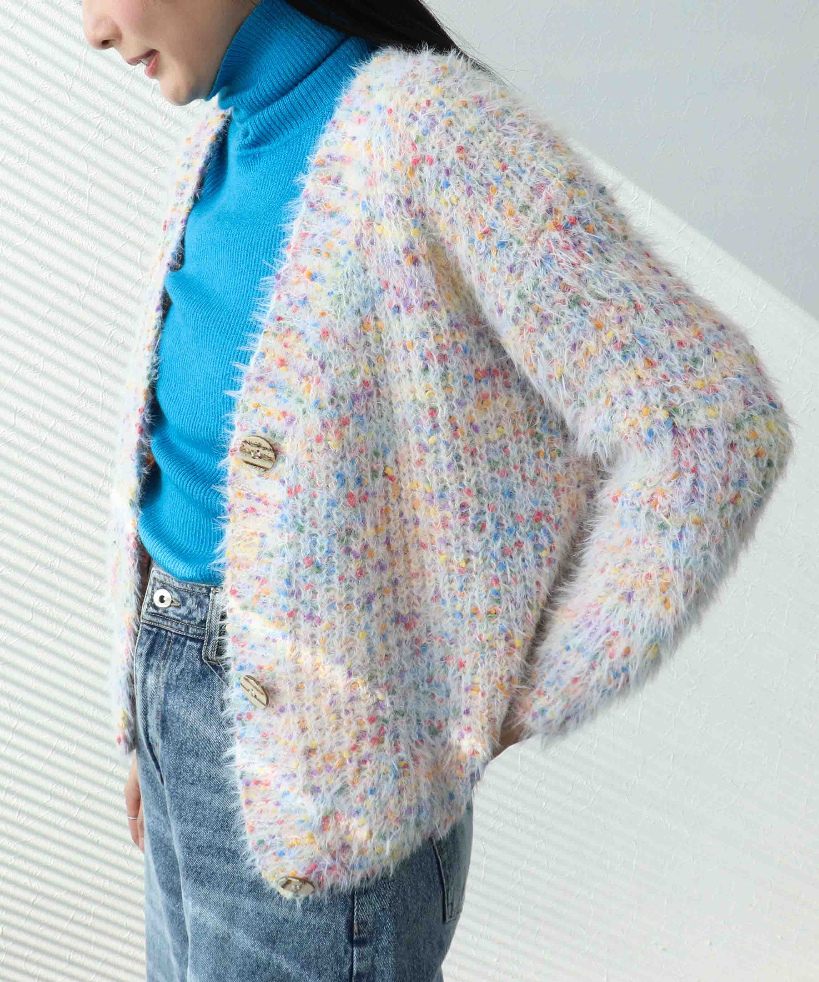 ポコポコMIXヤーンニットカーディガン