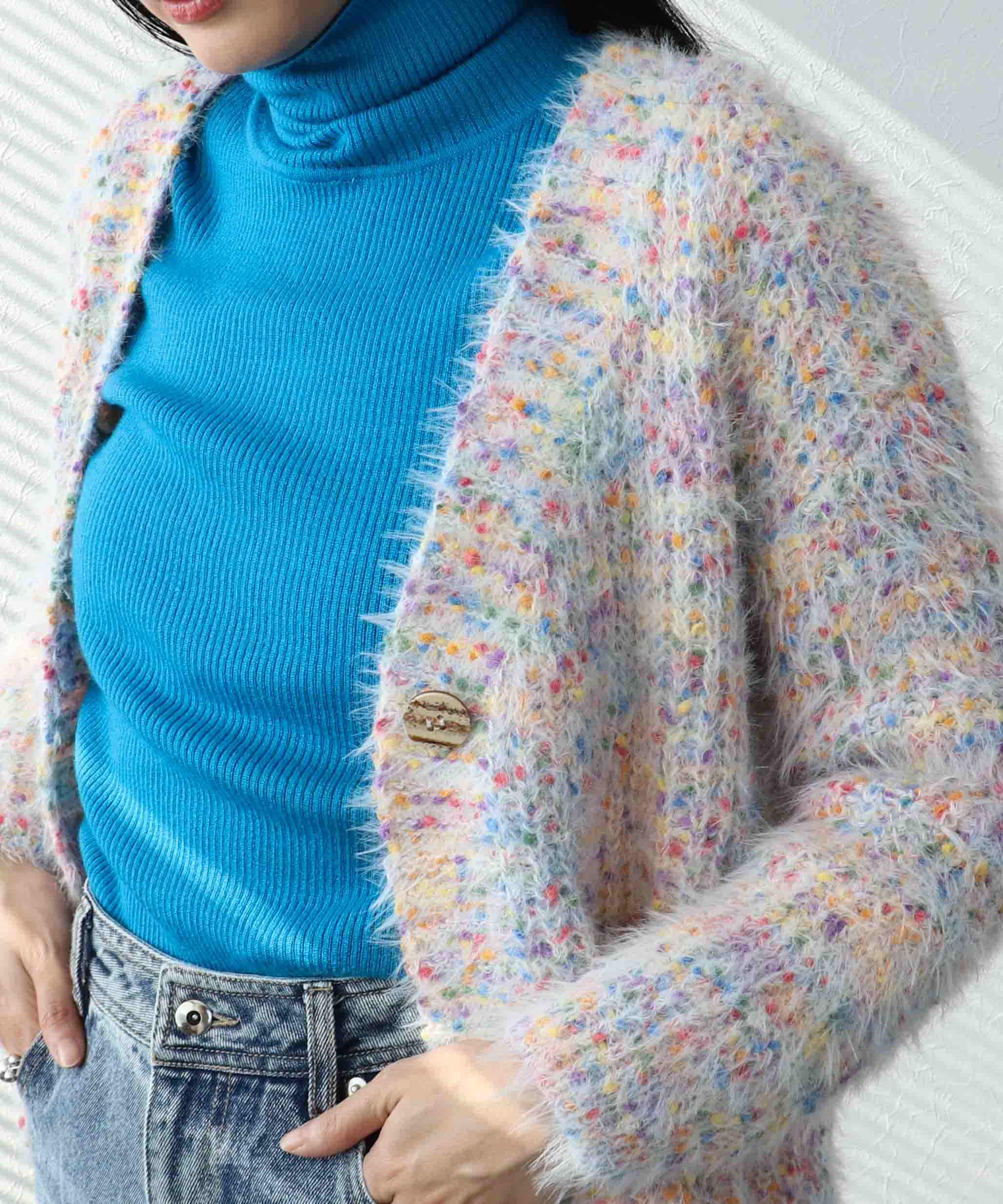 ポコポコMIXヤーンニットカーディガン