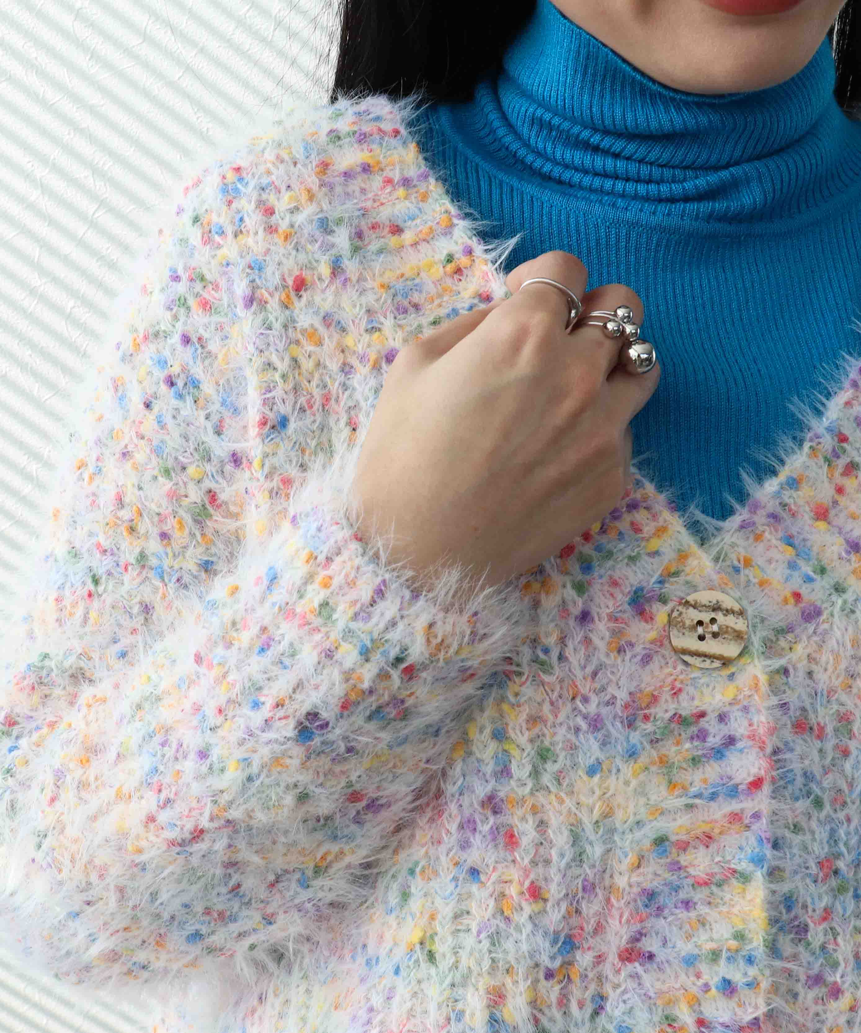 ポコポコMIXヤーンニットカーディガン