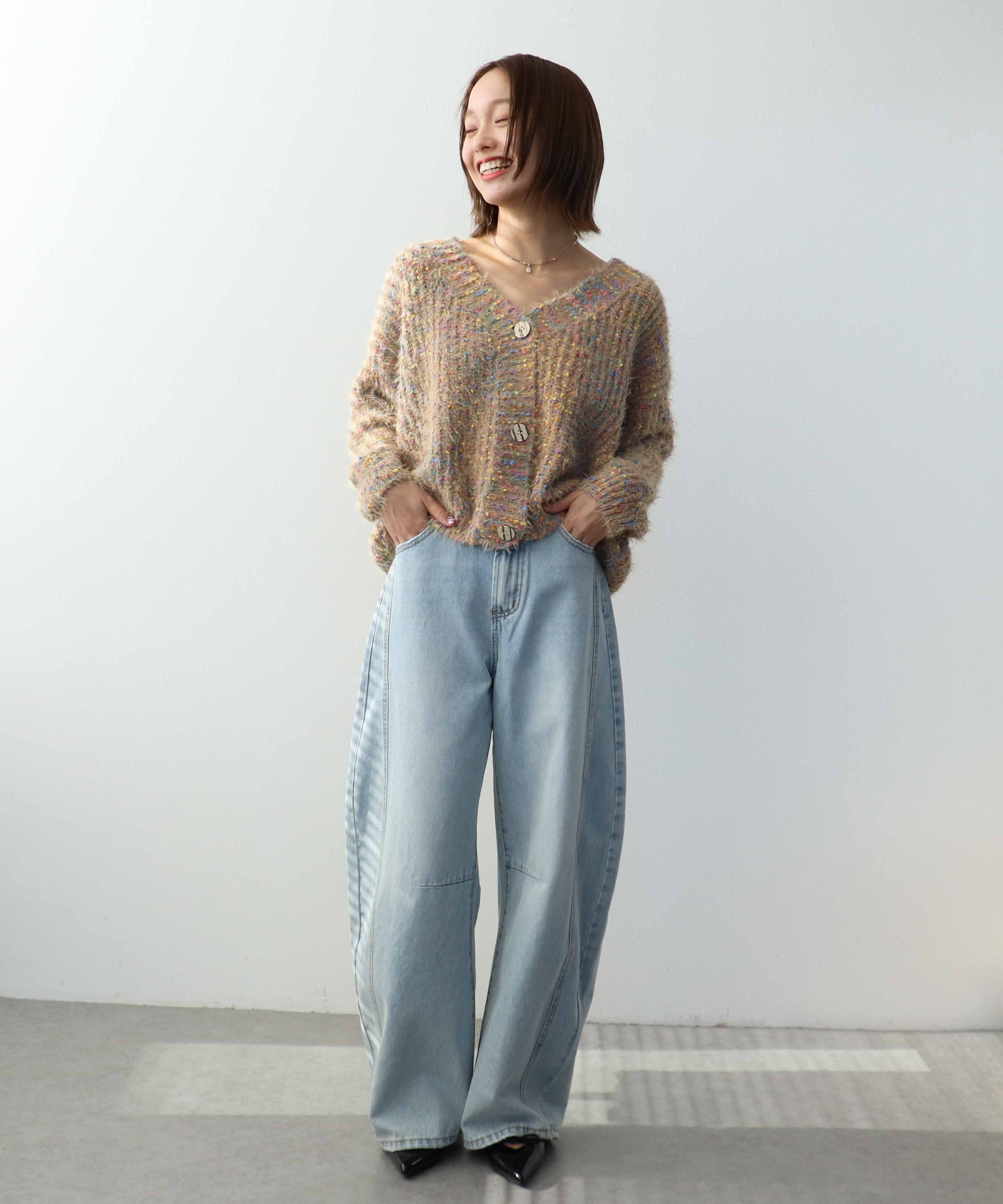 ポコポコMIXヤーンニットカーディガン