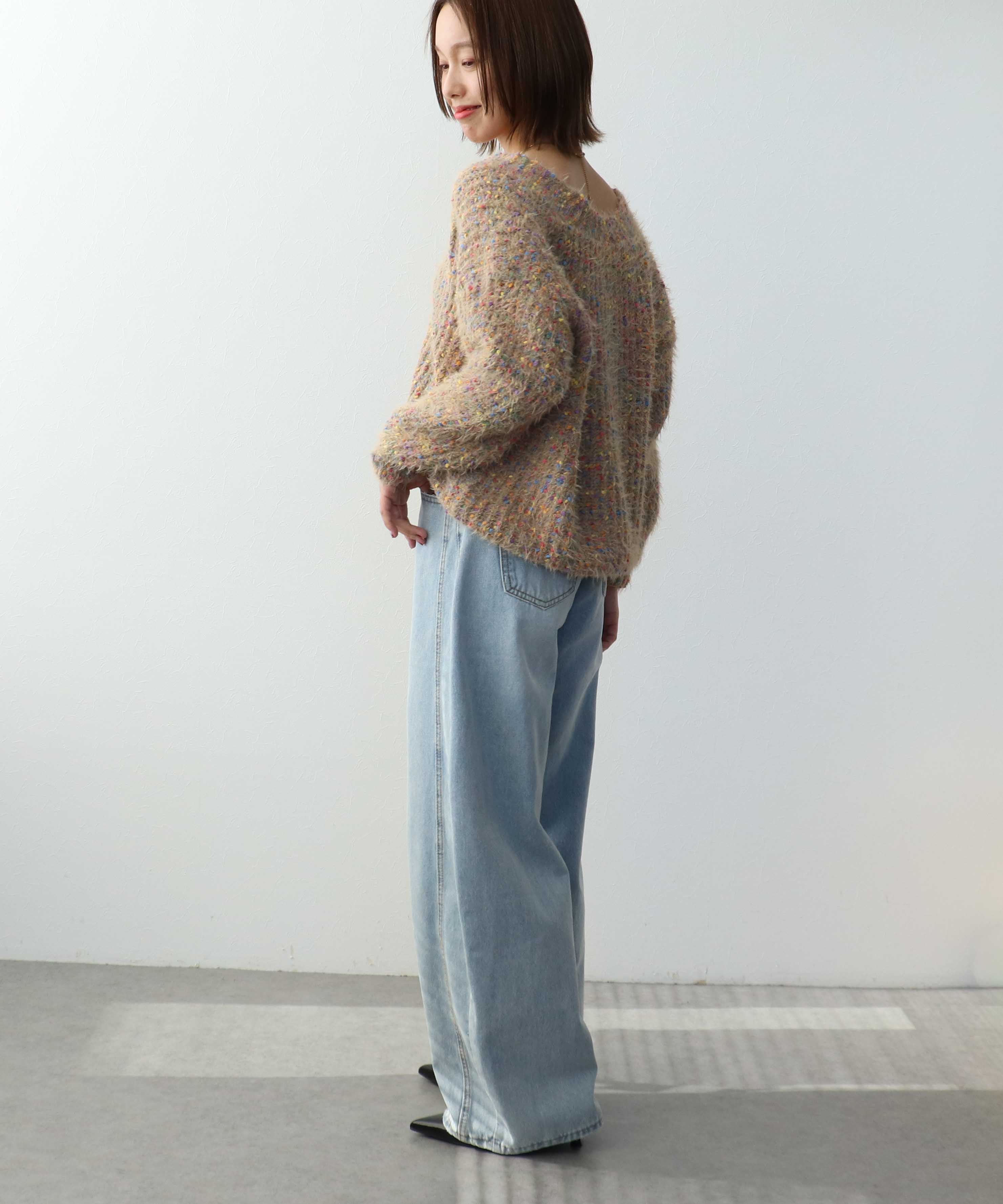 ポコポコMIXヤーンニットカーディガン