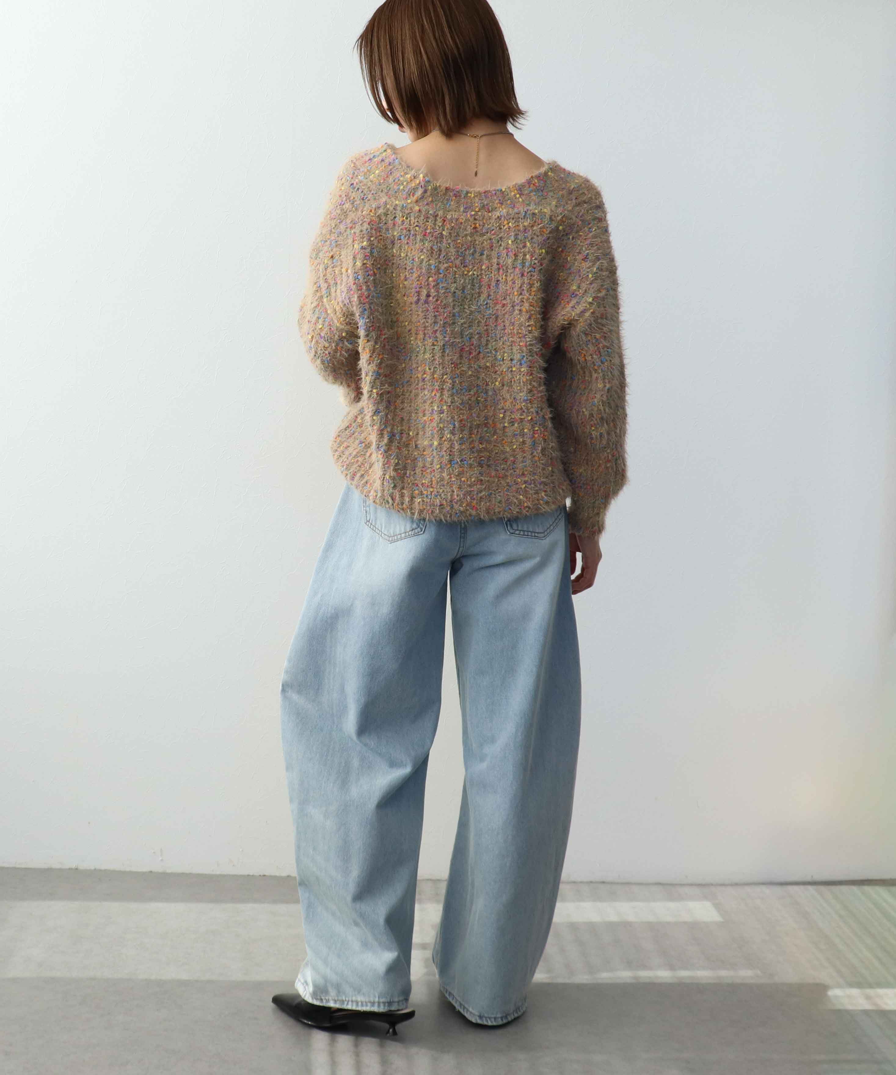 ポコポコMIXヤーンニットカーディガン