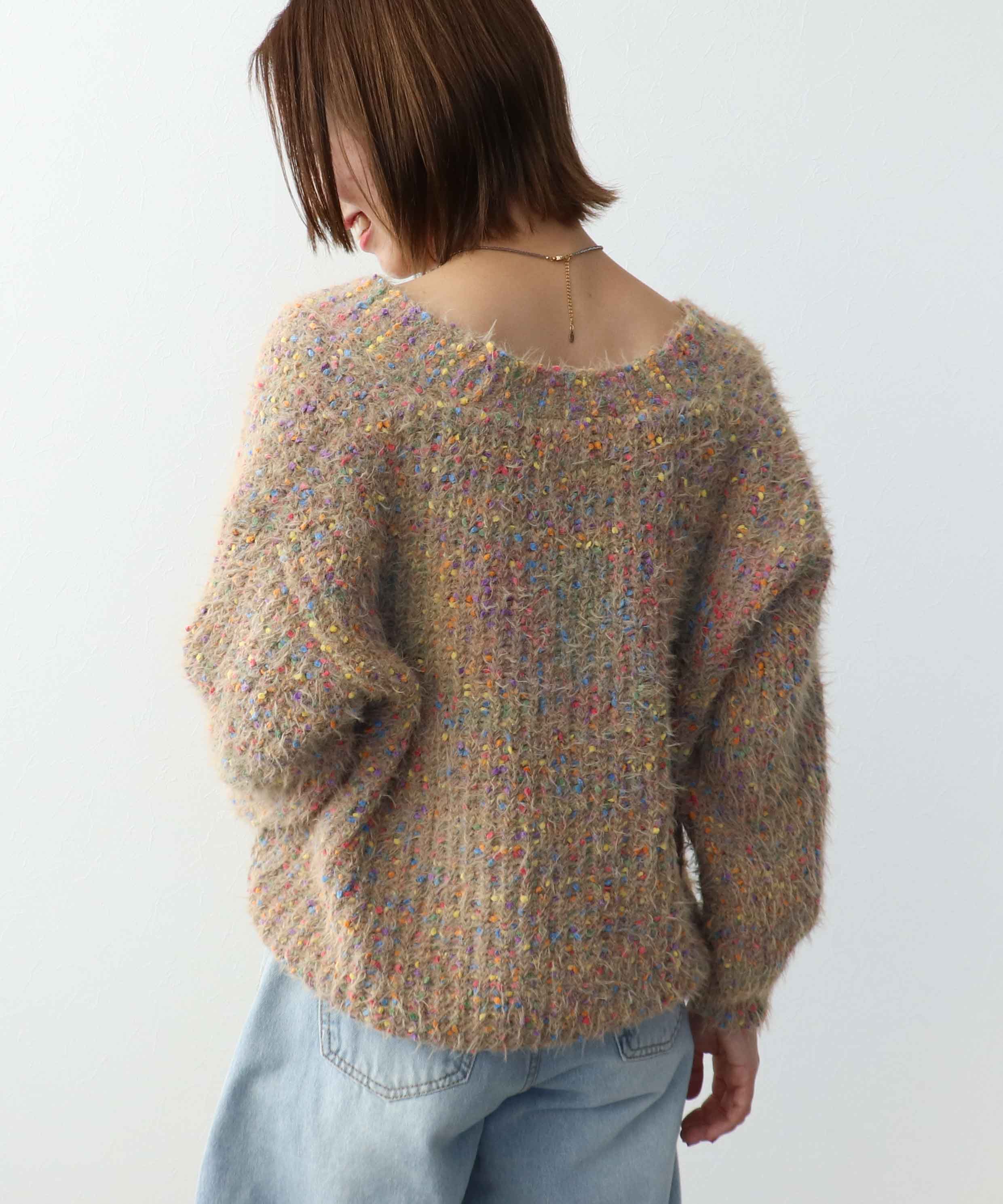 ポコポコMIXヤーンニットカーディガン