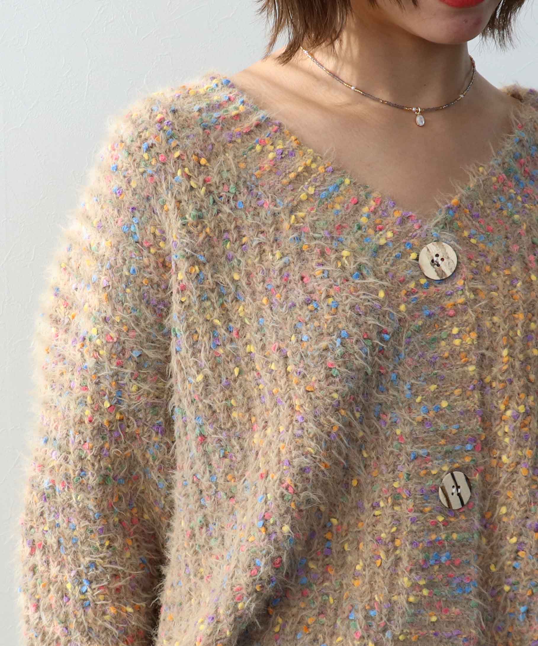 ポコポコMIXヤーンニットカーディガン