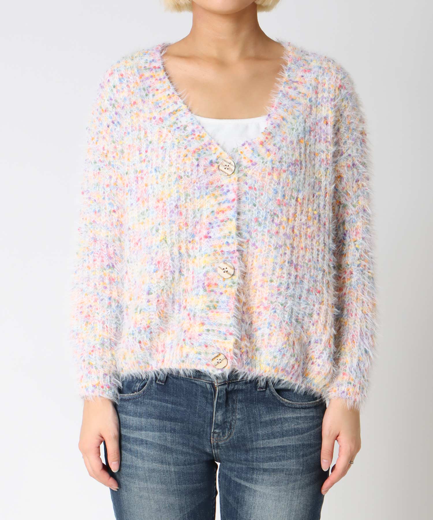 ポコポコMIXヤーンニットカーディガン