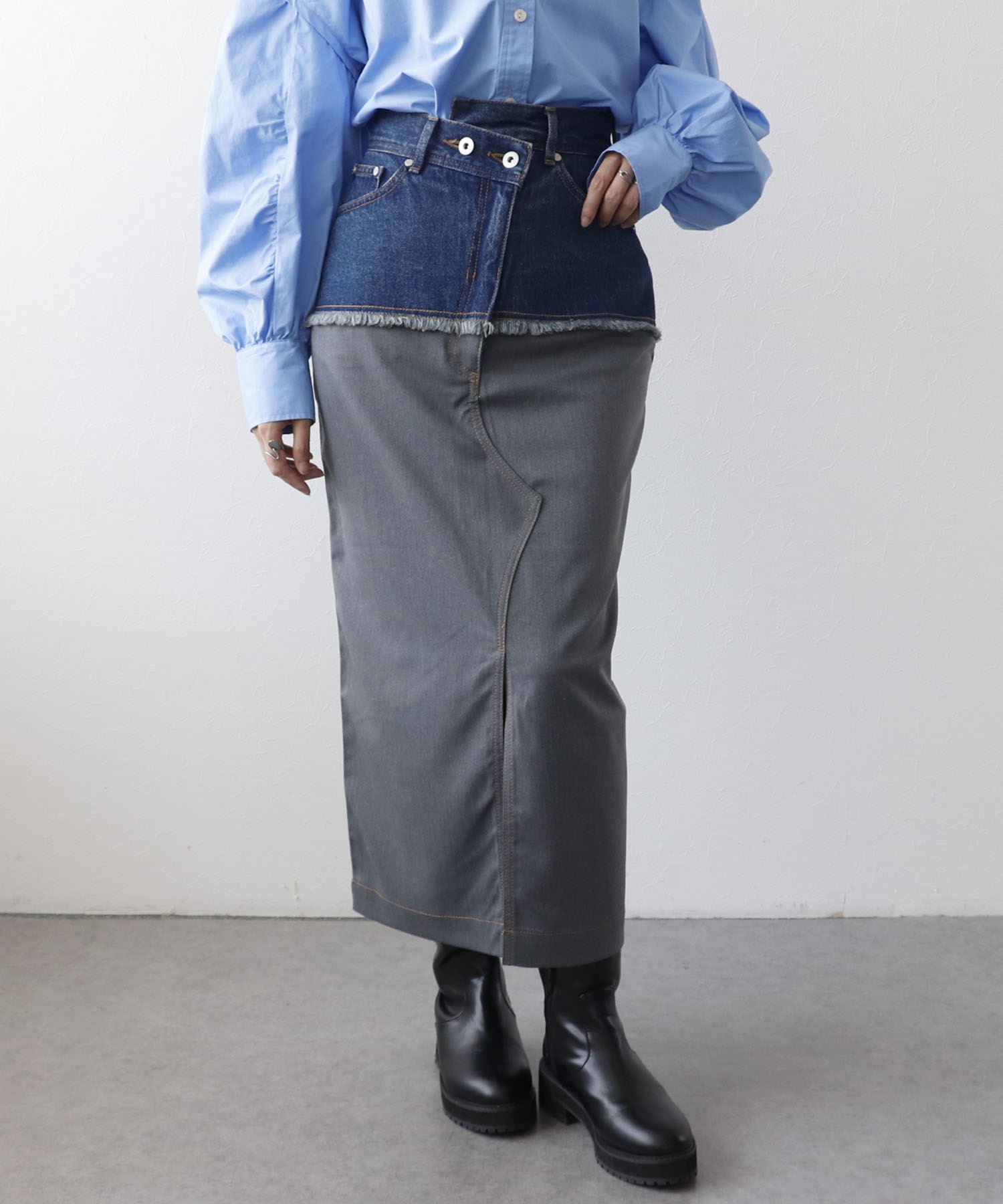 ＜一部店舗・WEB限定＞デニムドッキングスカート