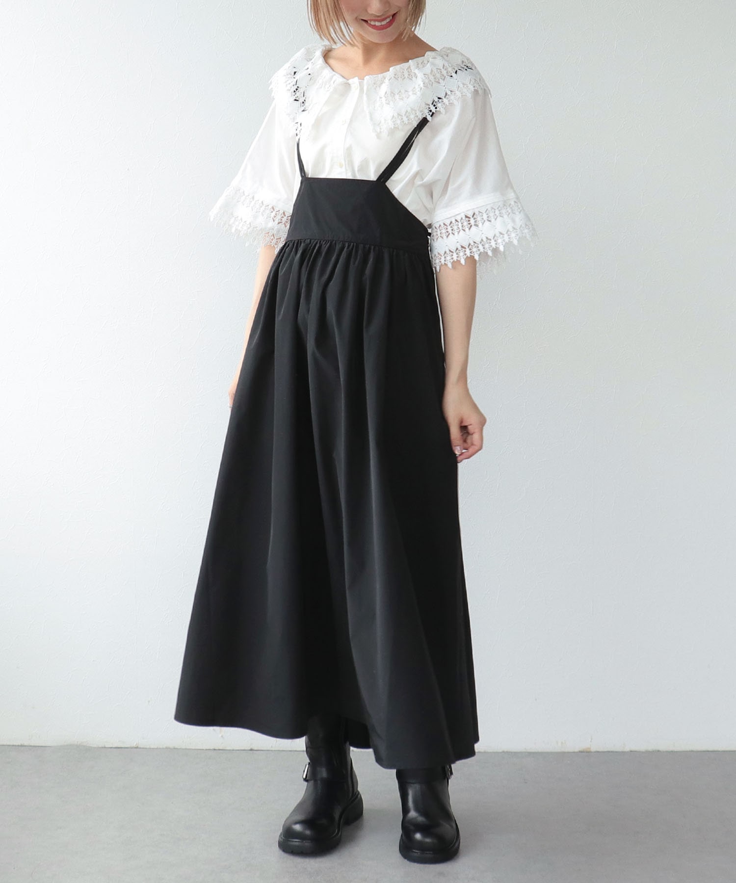 《WEB先行発売》ハイウエストサスペンダーメモリースカート
