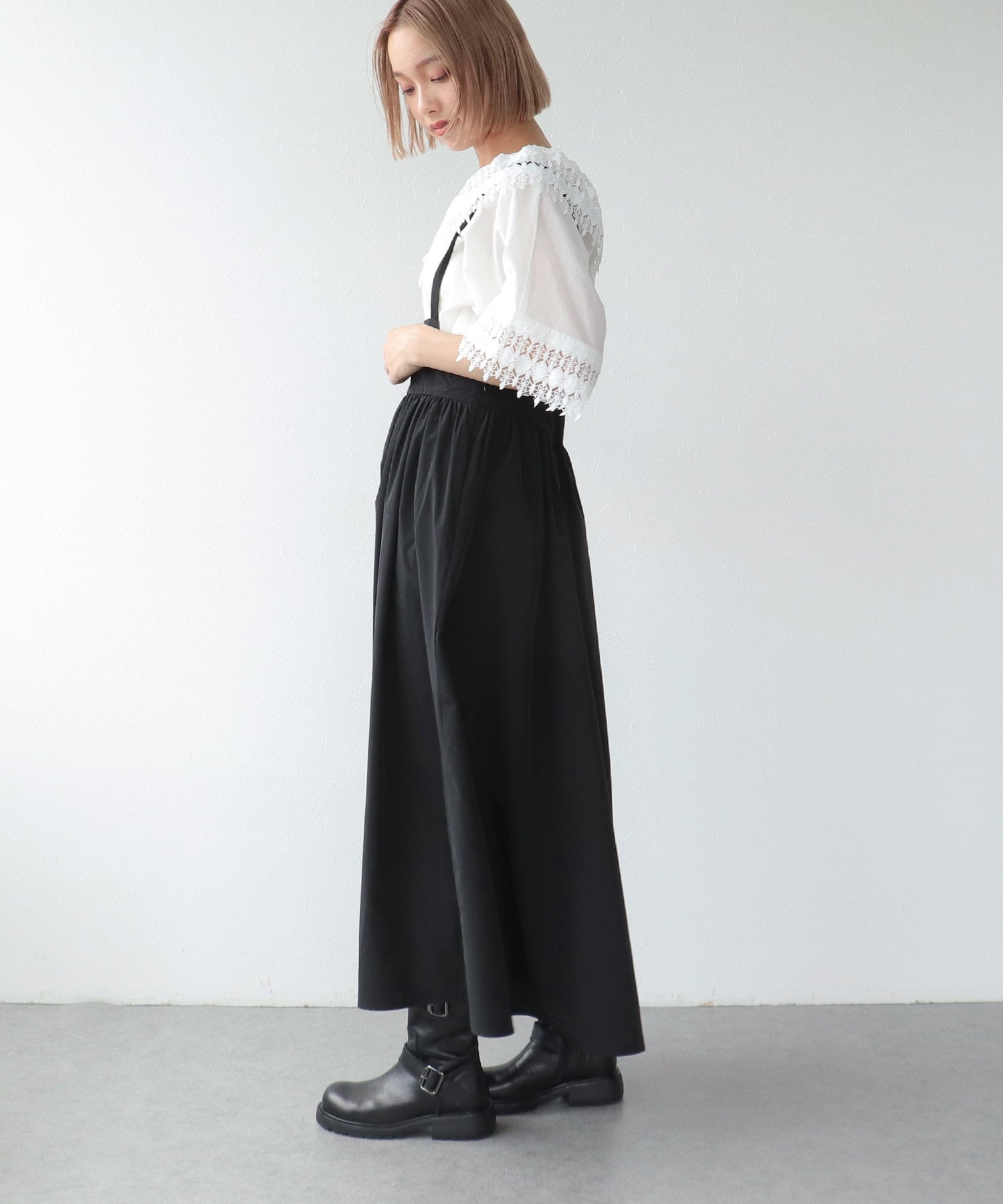 《WEB先行発売》ハイウエストサスペンダーメモリースカート