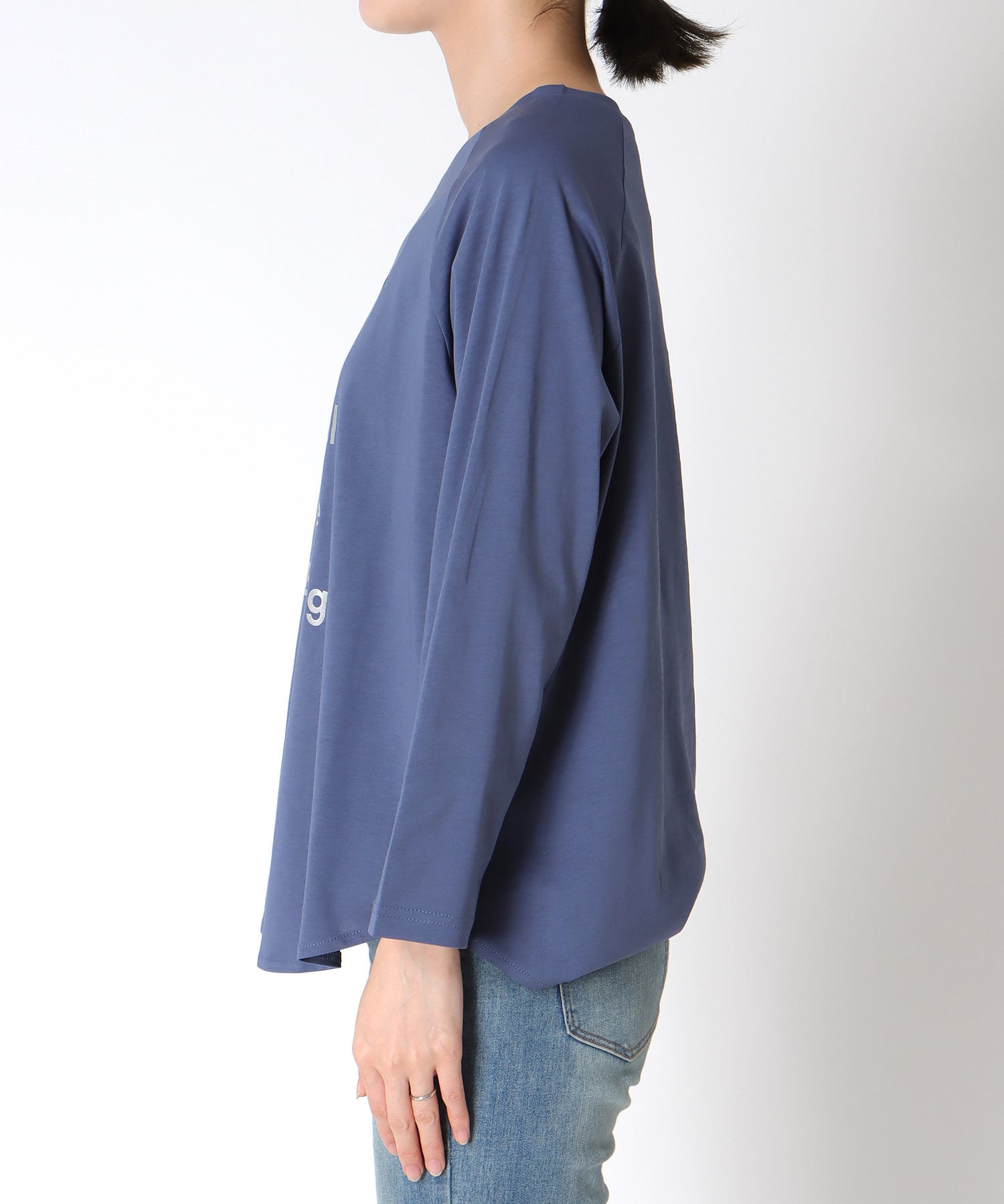 シルバー箔プリント7分袖ラグランTシャツ