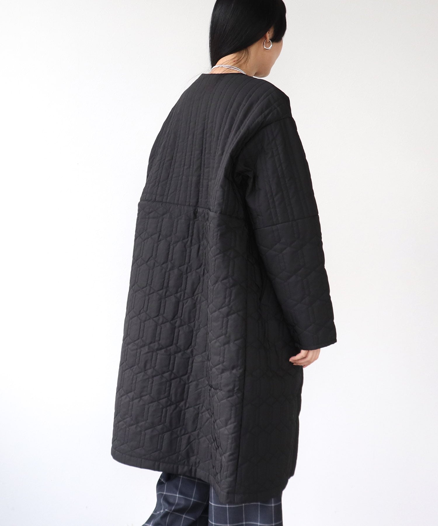 パターンMIXキルティングロングコート