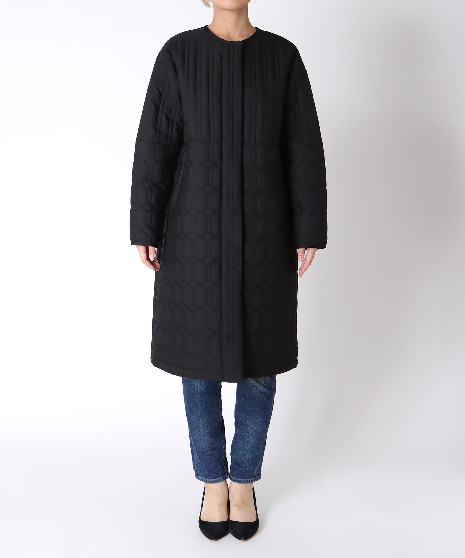 パターンMIXキルティングロングコート