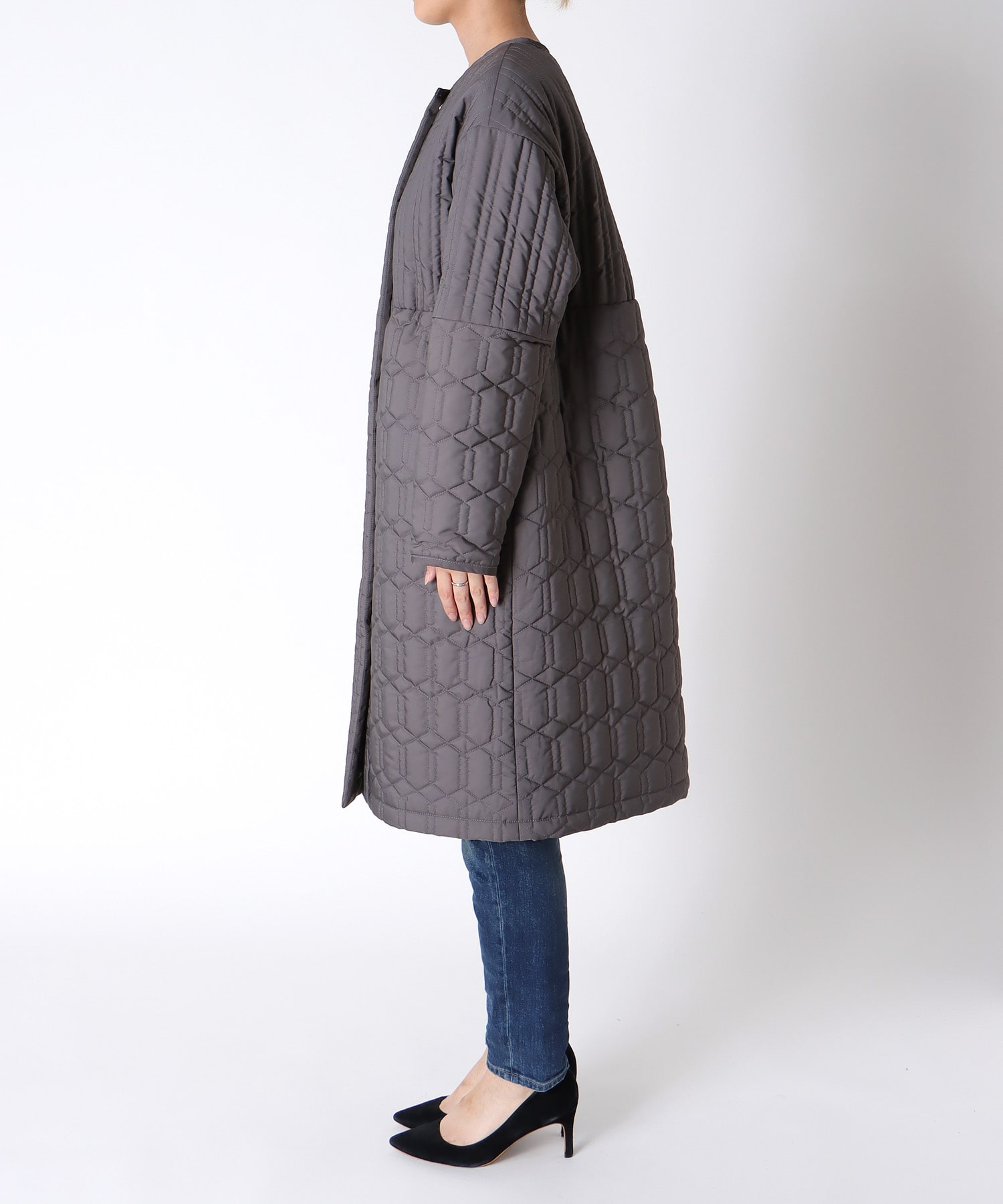 パターンMIXキルティングロングコート