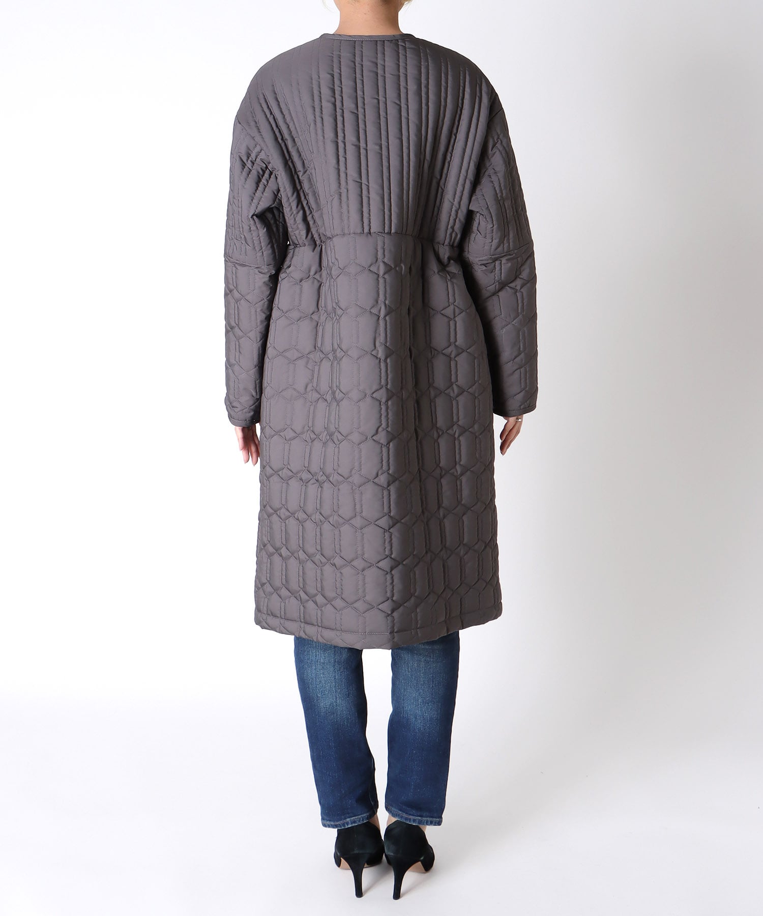 パターンMIXキルティングロングコート