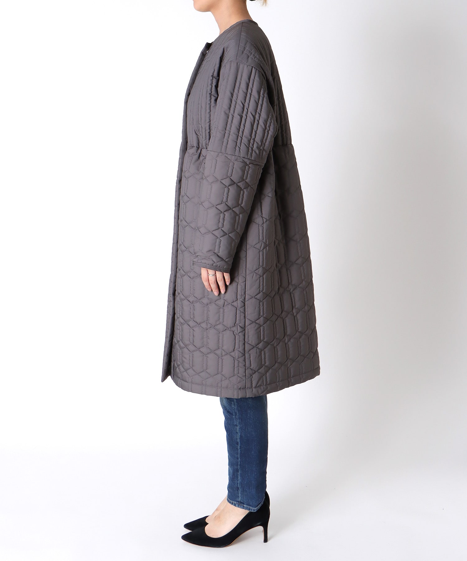 パターンMIXキルティングロングコート