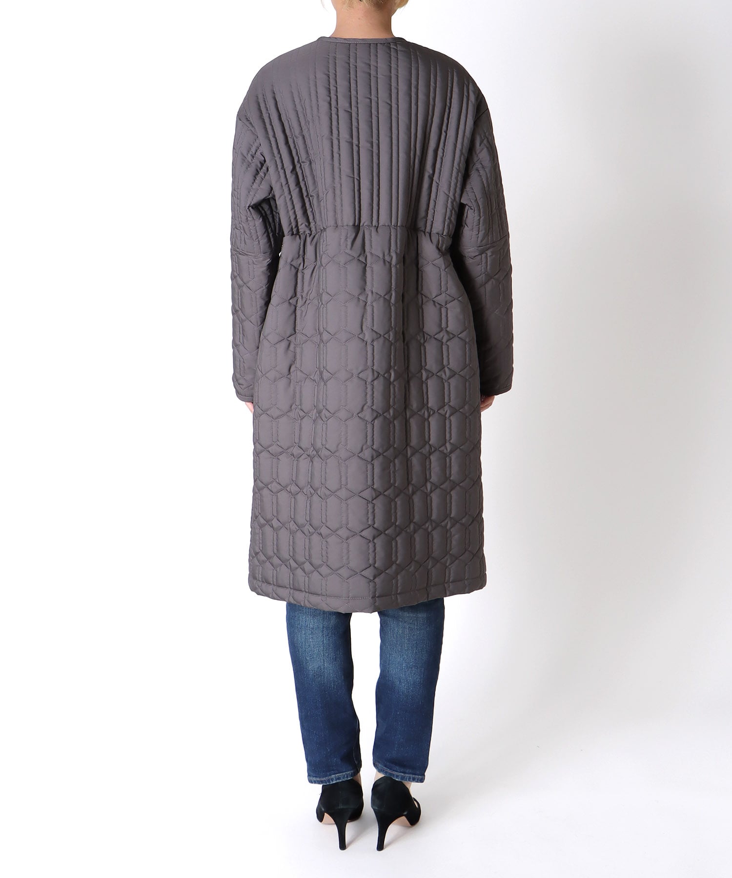 パターンMIXキルティングロングコート