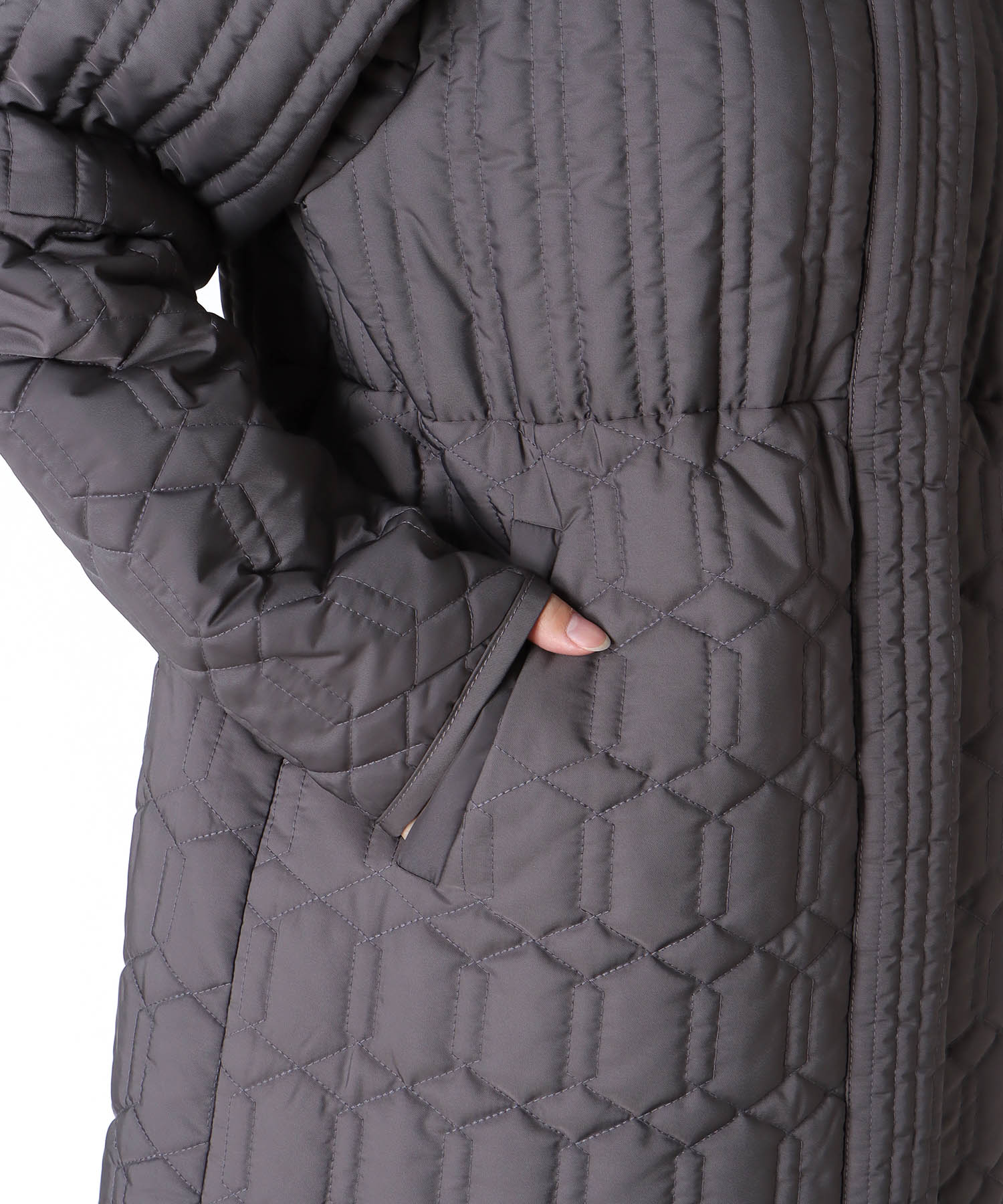 パターンMIXキルティングロングコート