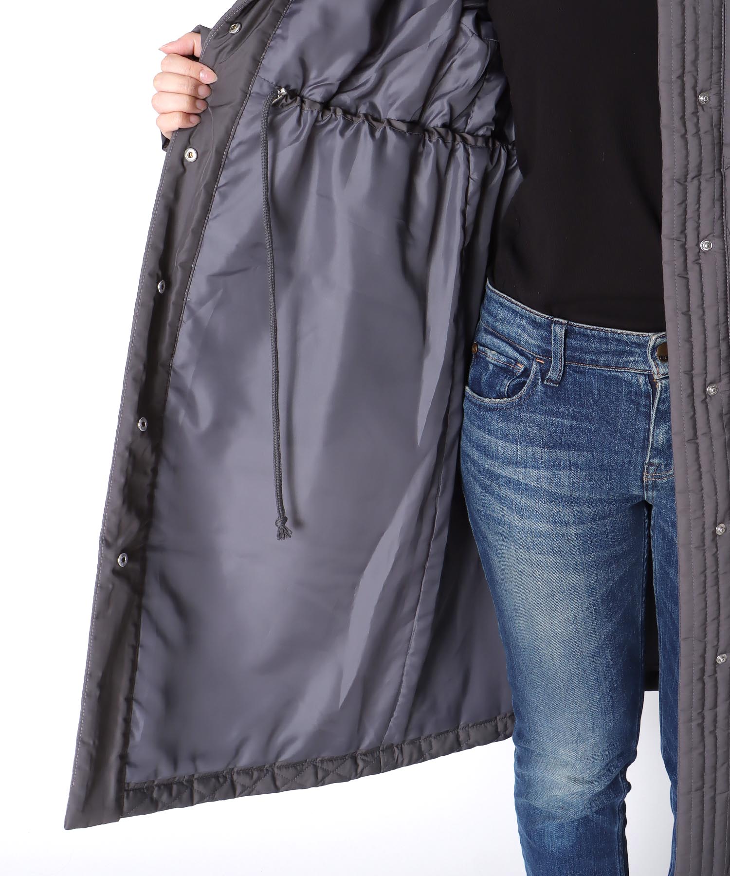 パターンMIXキルティングロングコート