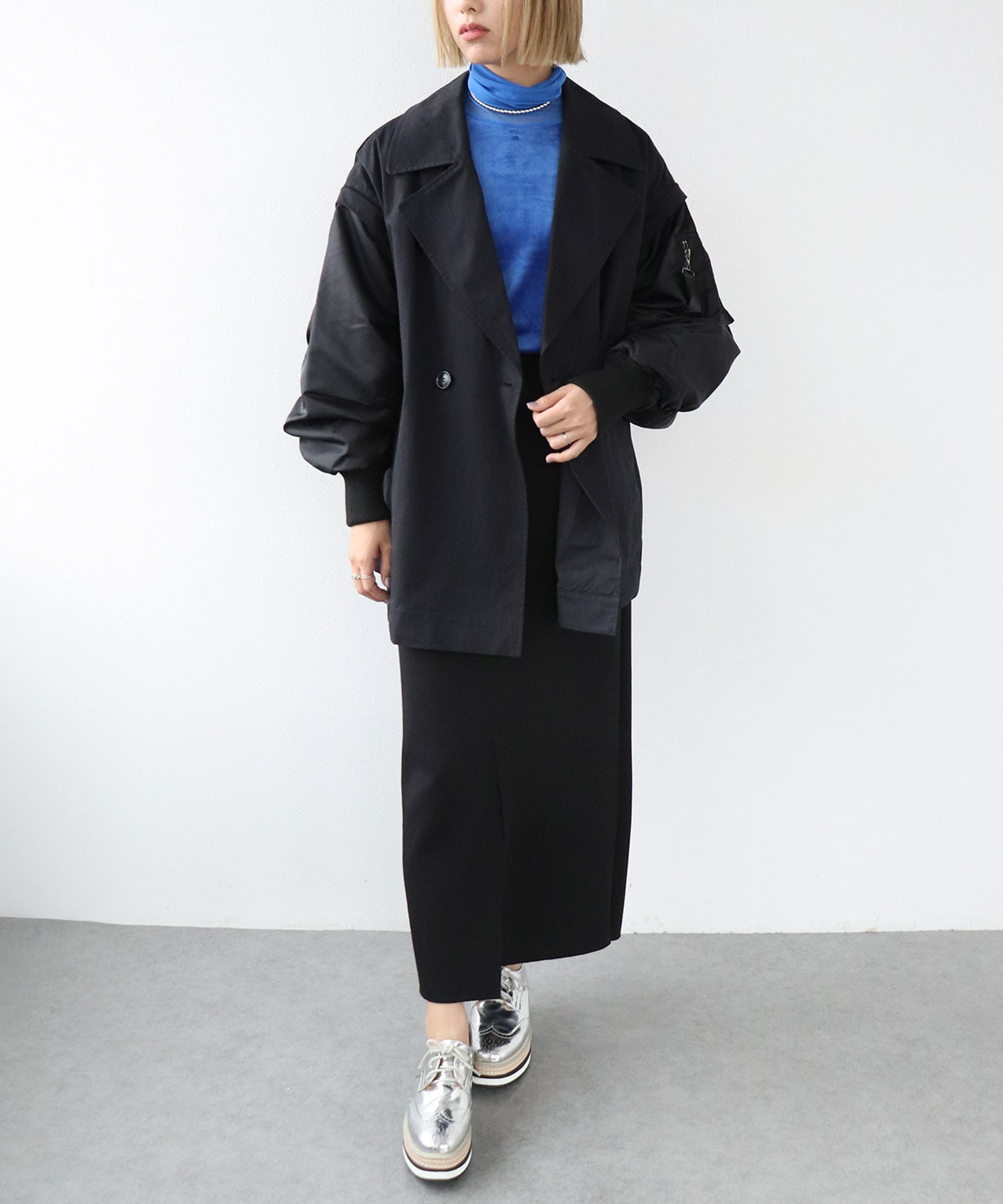 MA-1スリーブビッグカラーハーフコート