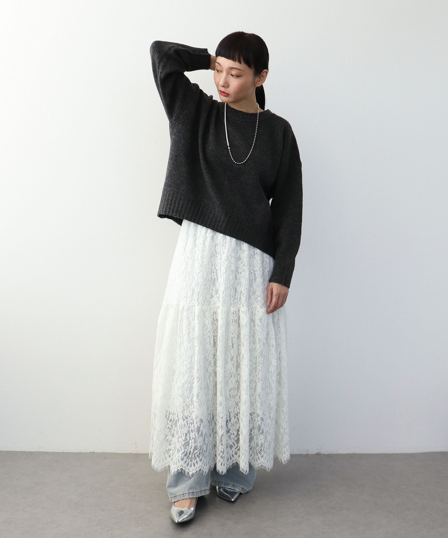 クルーネックショートプルオーバー