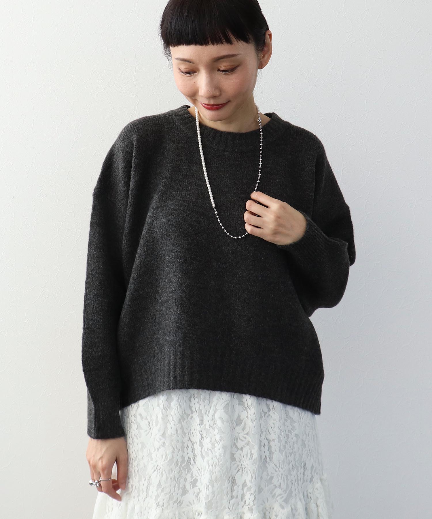 クルーネックショートプルオーバー