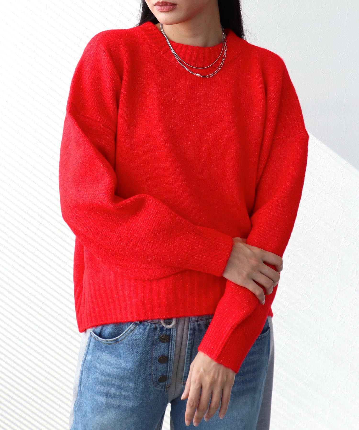 クルーネックショートプルオーバー