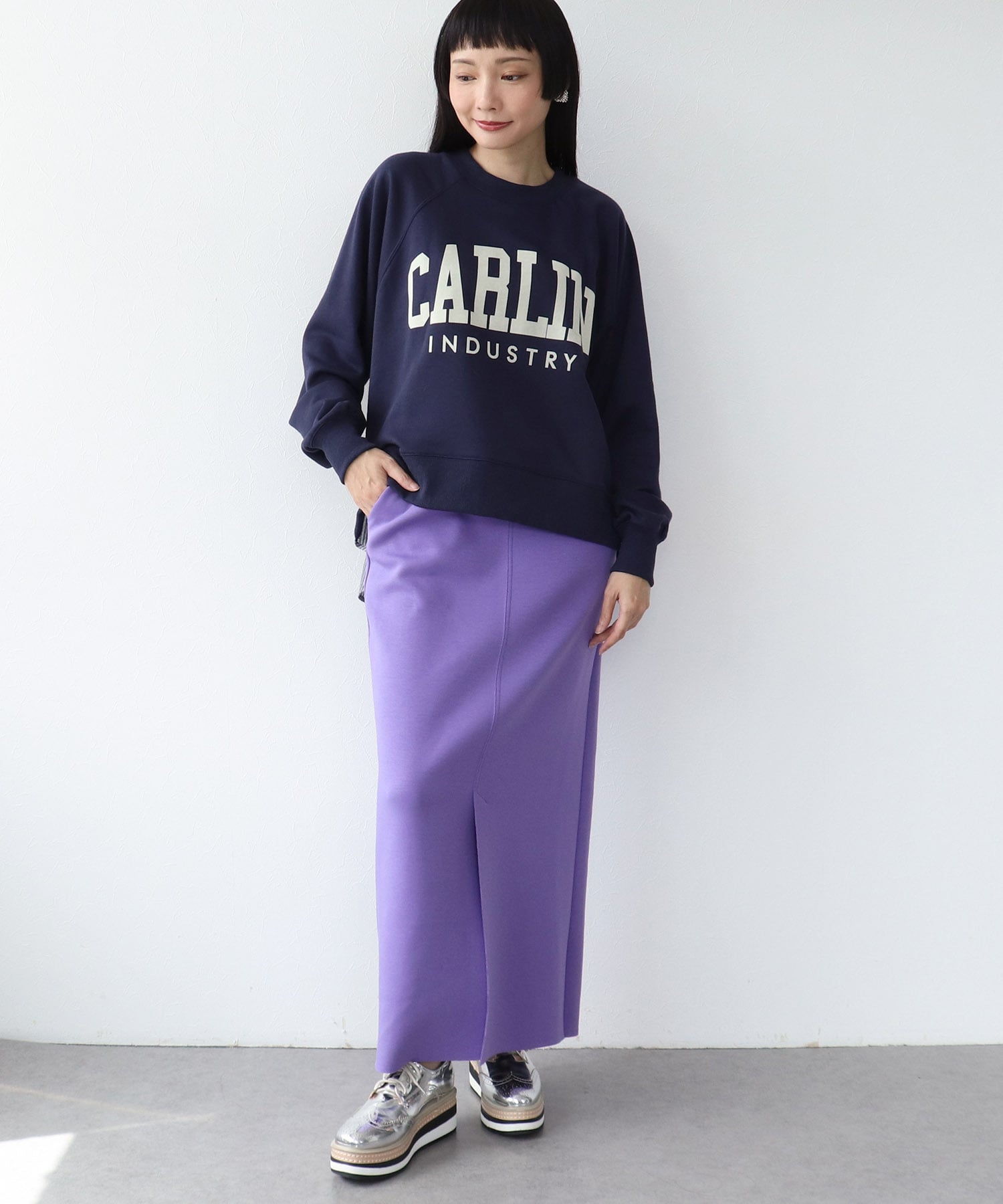 《WEB先行発売》シャツリメイク風カレッジロゴプルオーバー